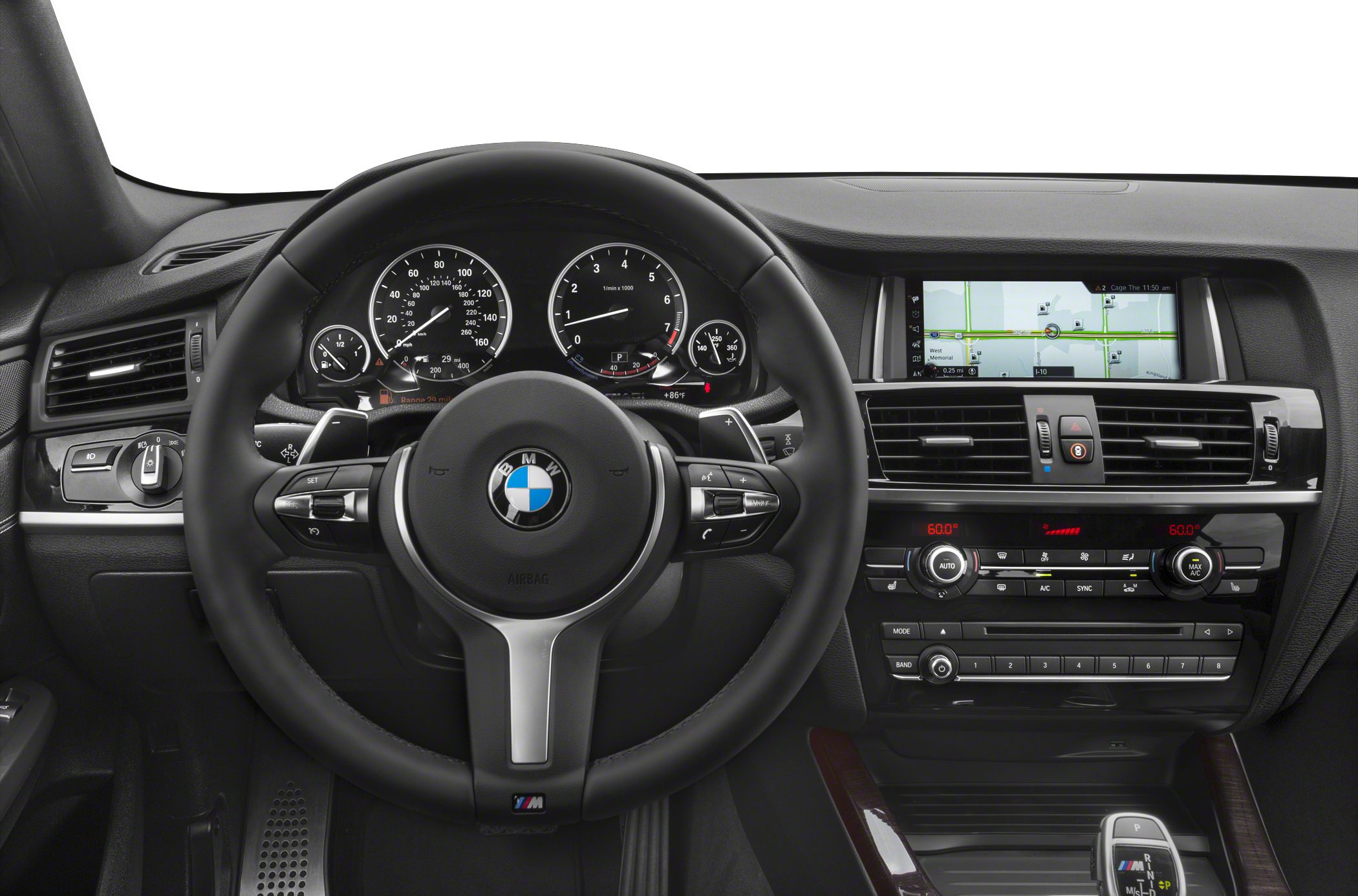 Steering wheel with instrument cluster and navigation display