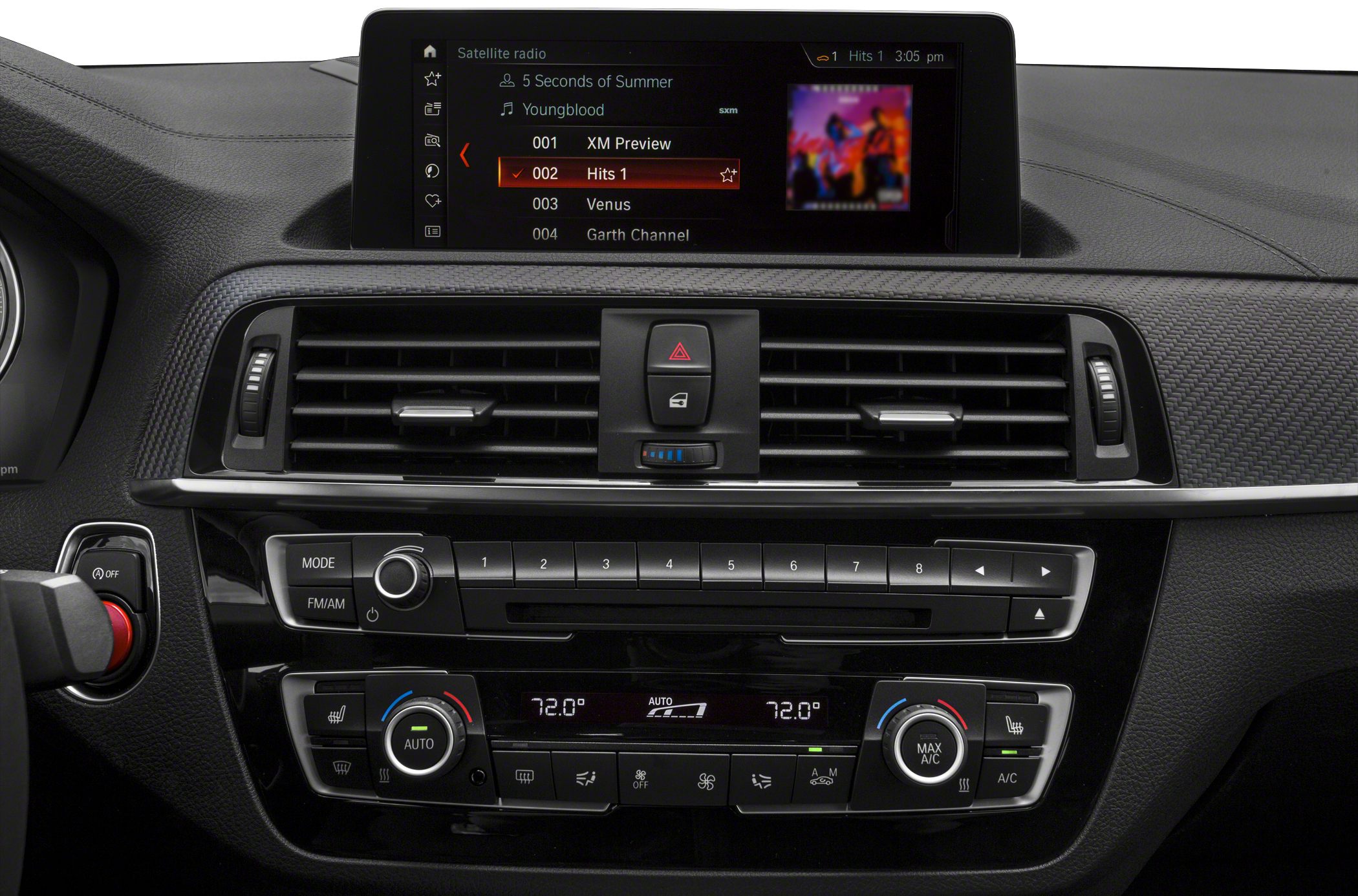 BMW M2 dashboard center console with infotainment and climate controls