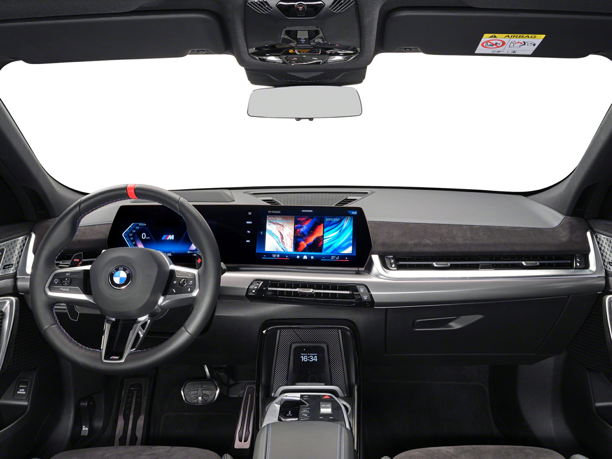 Digital cockpit and wide touchscreen display in modern BMW interior
