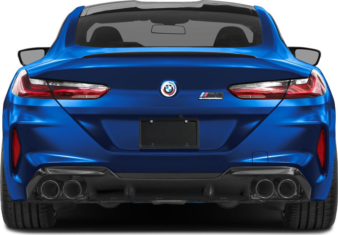 Rear view of a coupe with quad exhaust and LED taillights