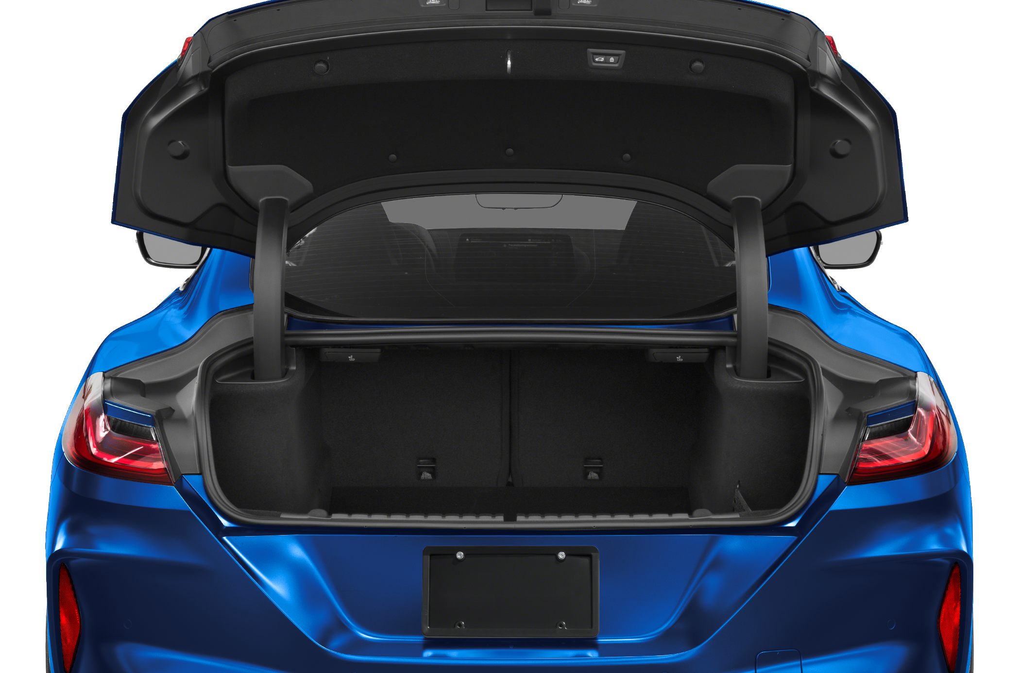 Open car trunk with spacious storage and visible rear lights