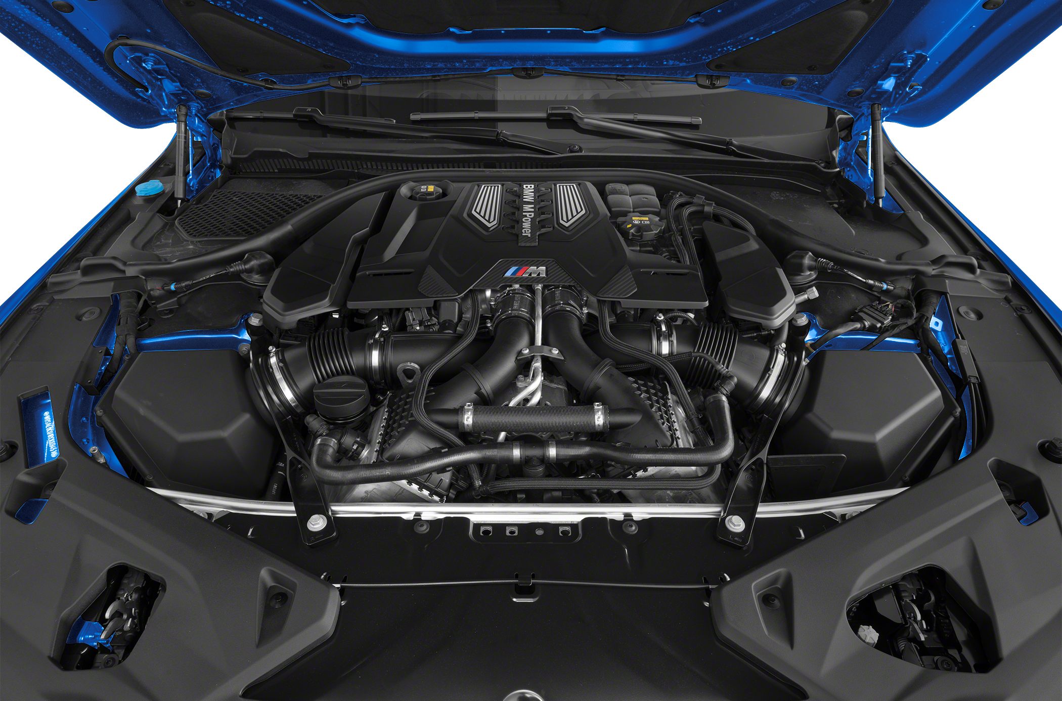 BMW M Power engine bay with detailed mechanical setup