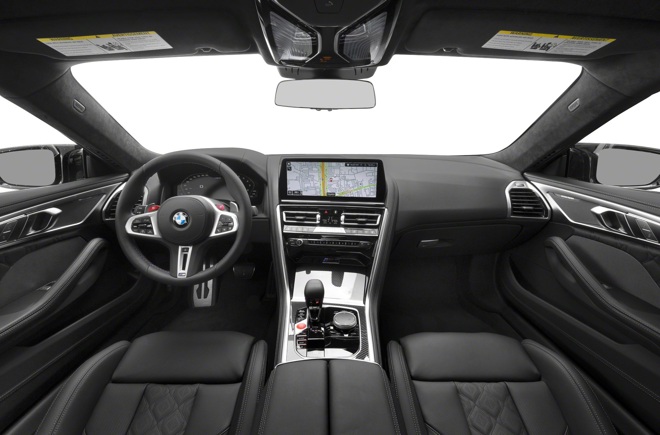Luxury convertible interior with digital display, steering wheel, and leather seats