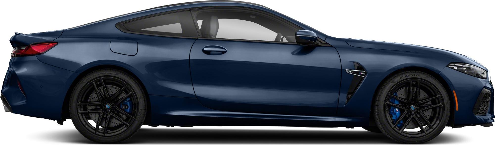 Side profile with black alloy wheels