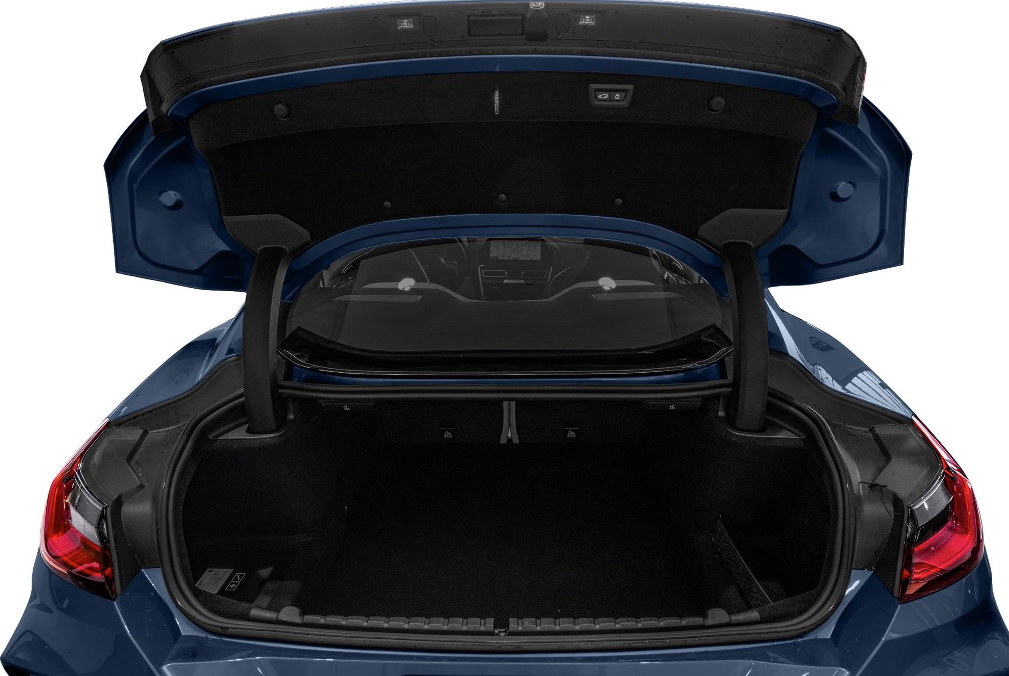 Open spacious trunk with rear seats visible and interior cargo space.