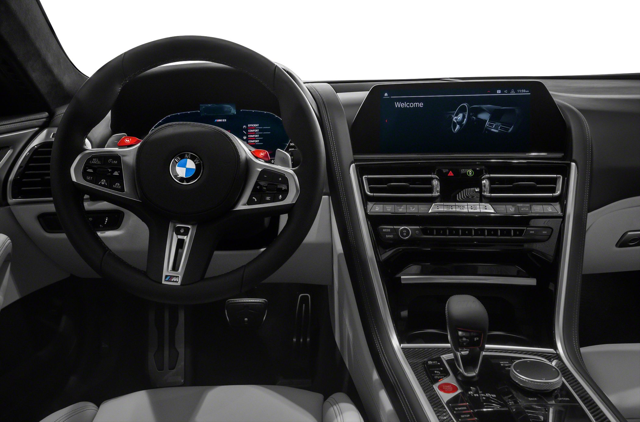 Digital dashboard with multifunction steering wheel and center console controls