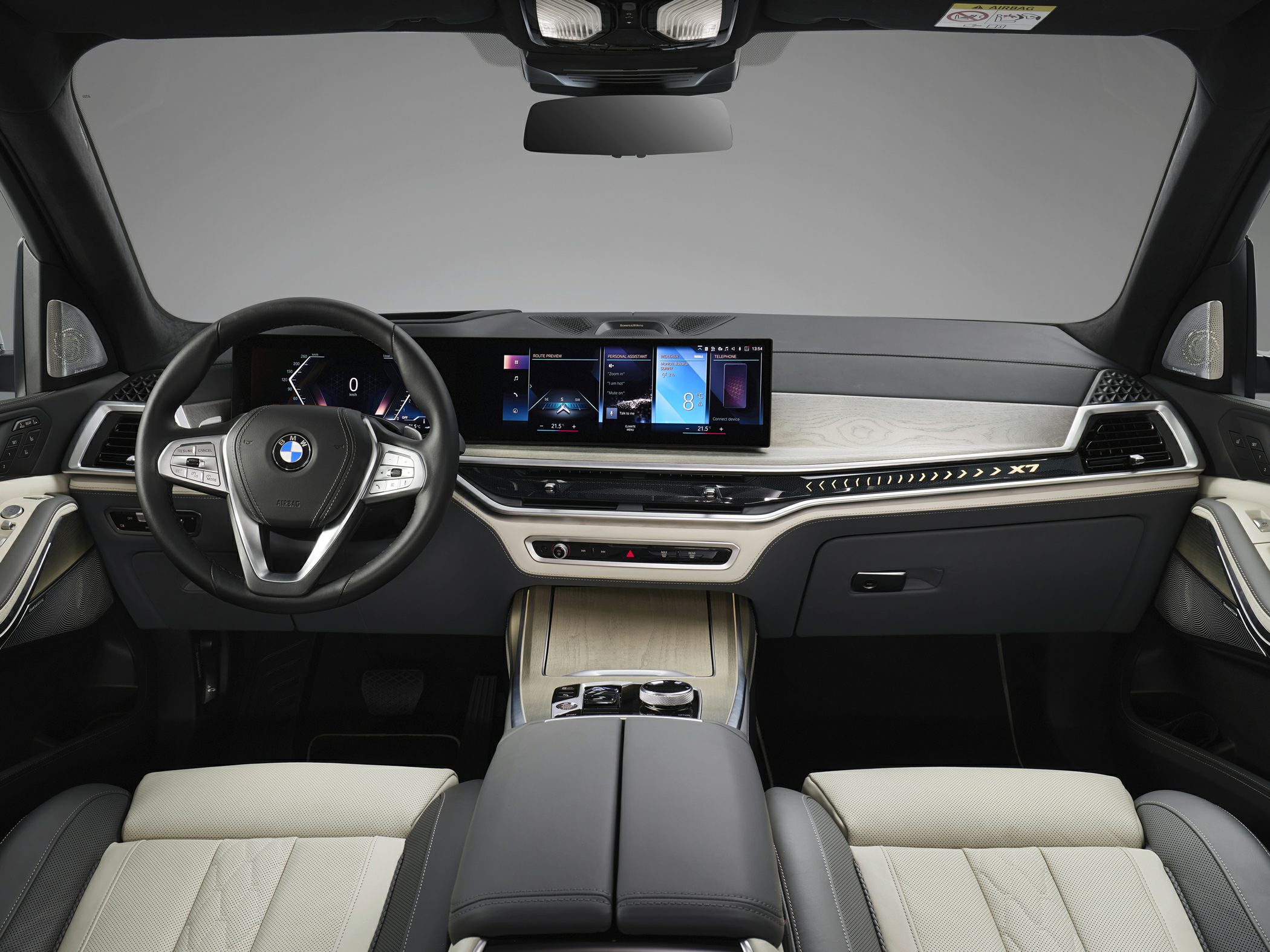 Luxury SUV interior with digital dashboard and premium steering wheel