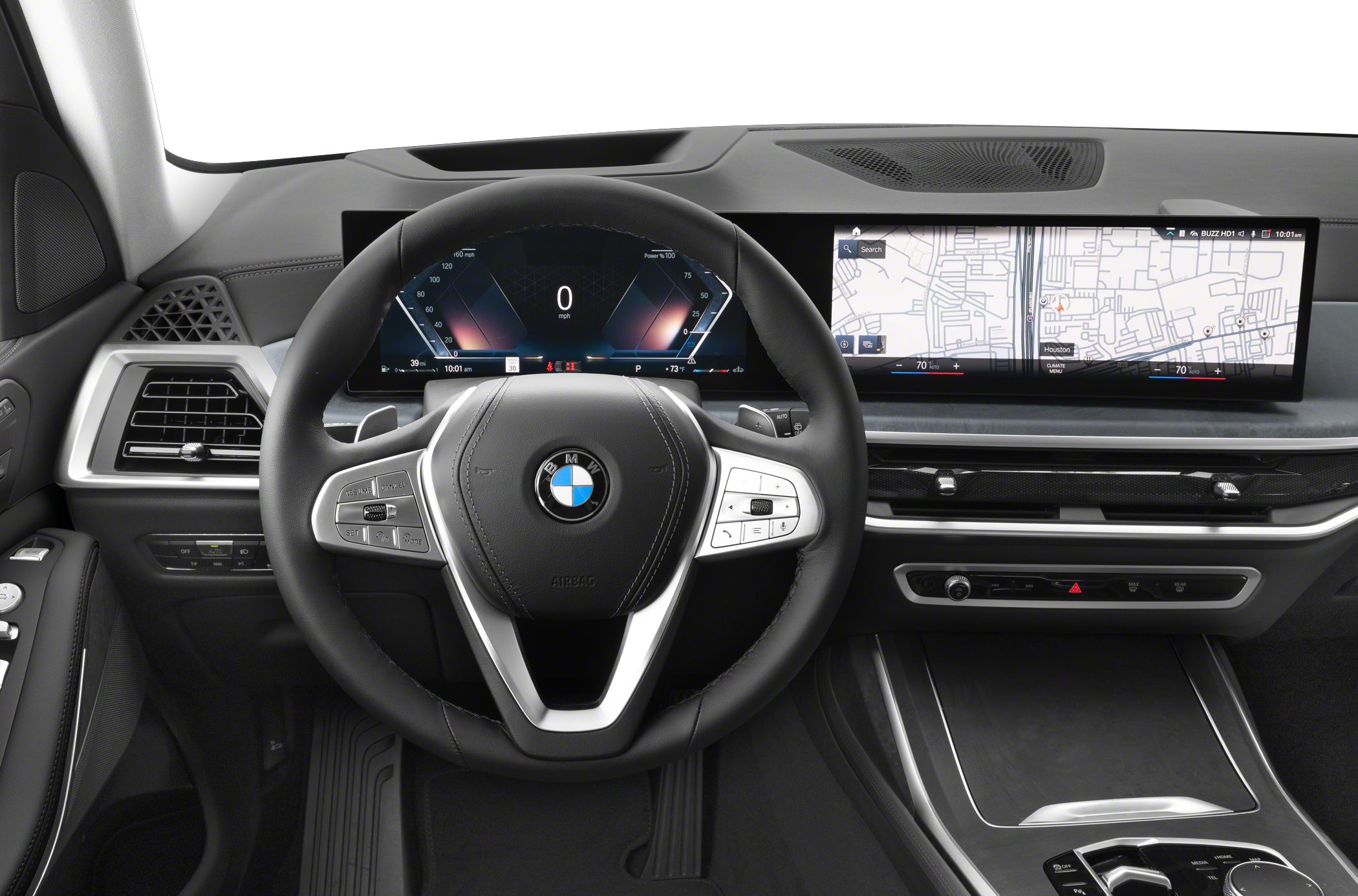Digital instrument cluster and large navigation display inside luxury SUV