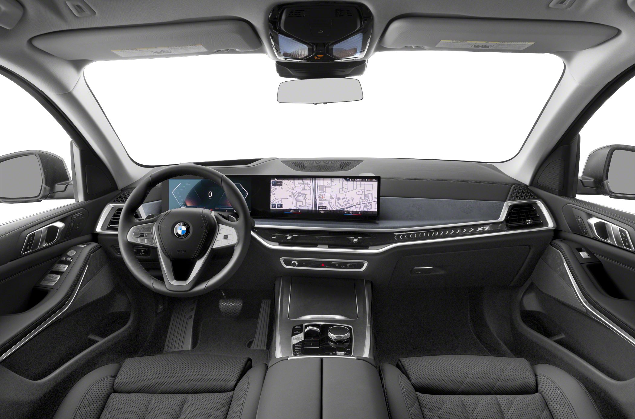 BMW luxury SUV interior with digital cockpit and widescreen infotainment system