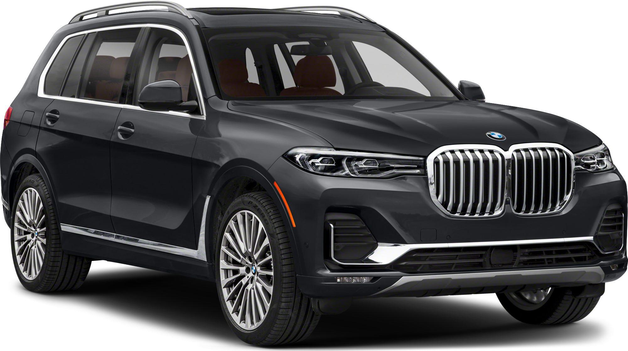 Luxury SUV front side view with large grille and LED headlights