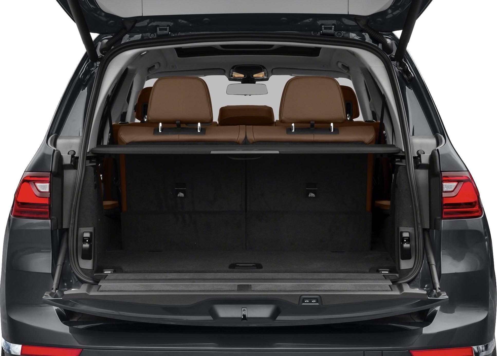 Open rear cargo space with leather seats and spacious trunk area