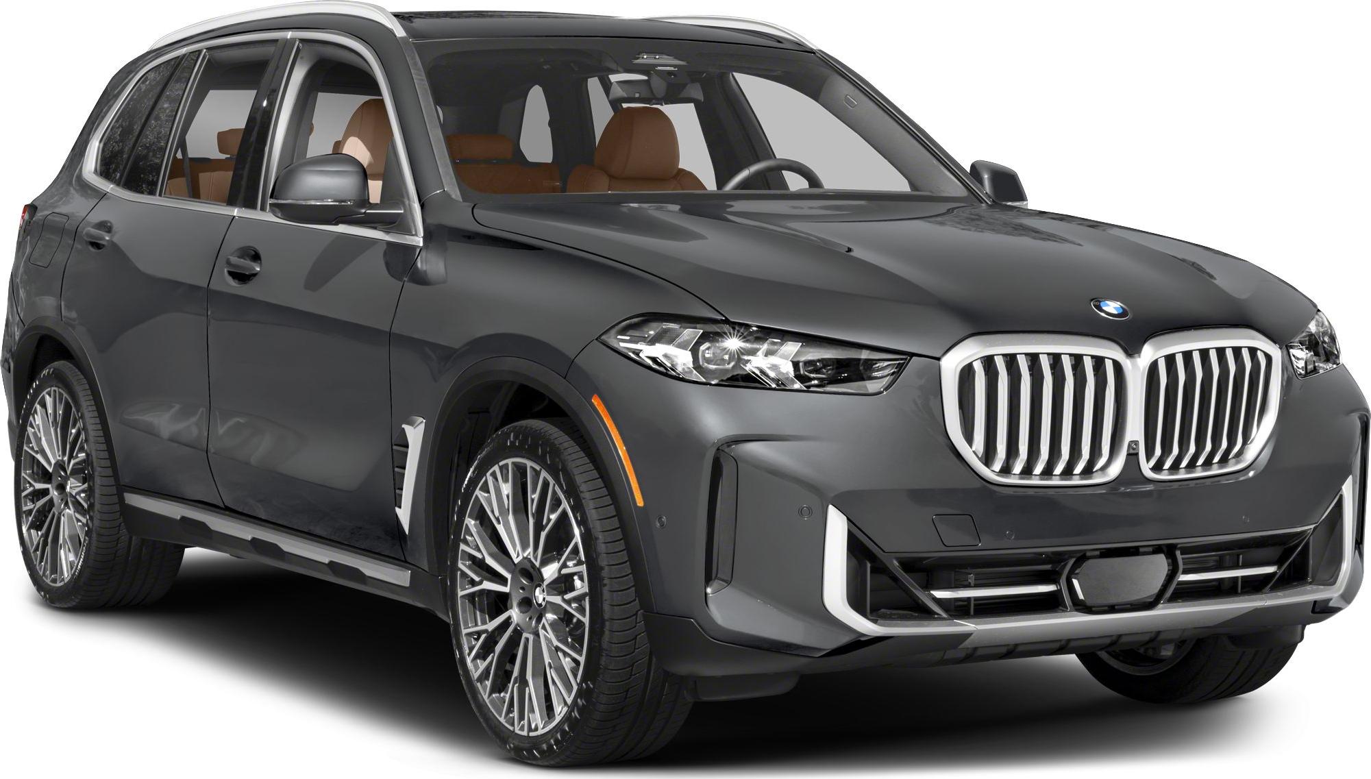 Prominent kidney grille and sleek headlights with alloy wheels on a luxury SUV front.