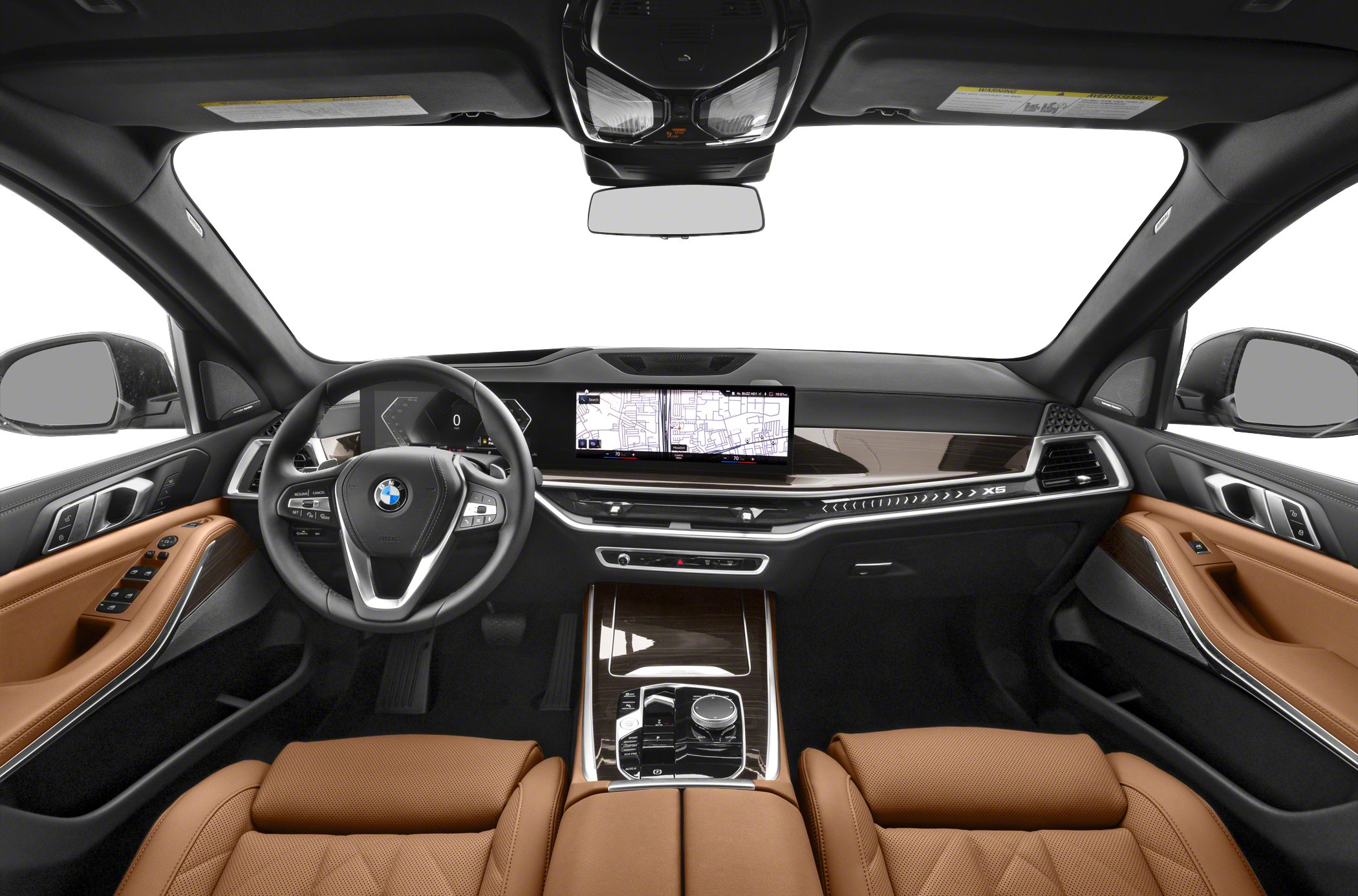 Dual digital display dashboard with luxury leather interior and modern center console