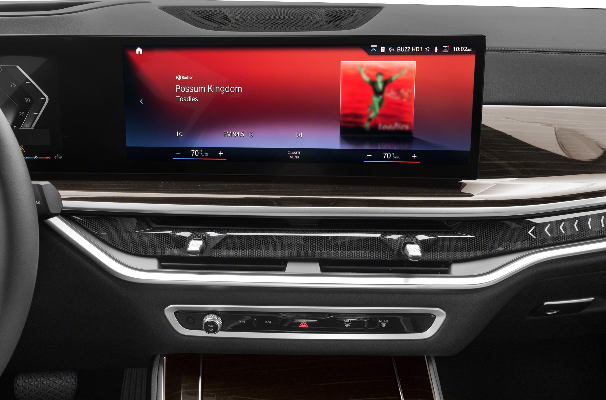 Touchscreen infotainment and dual climate control panel