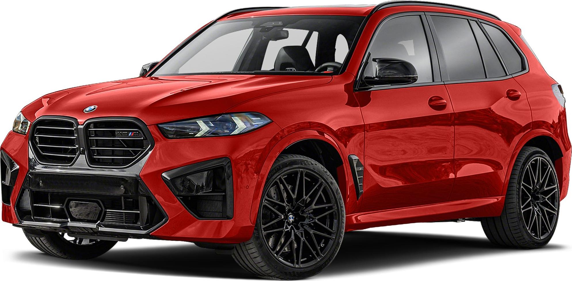 Red sporty SUV with black kidney grille and black alloy wheels