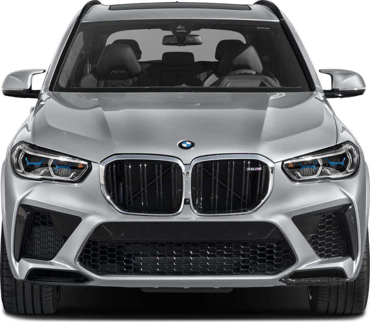 BMW X5 M front view with kidney grille and aggressive headlights