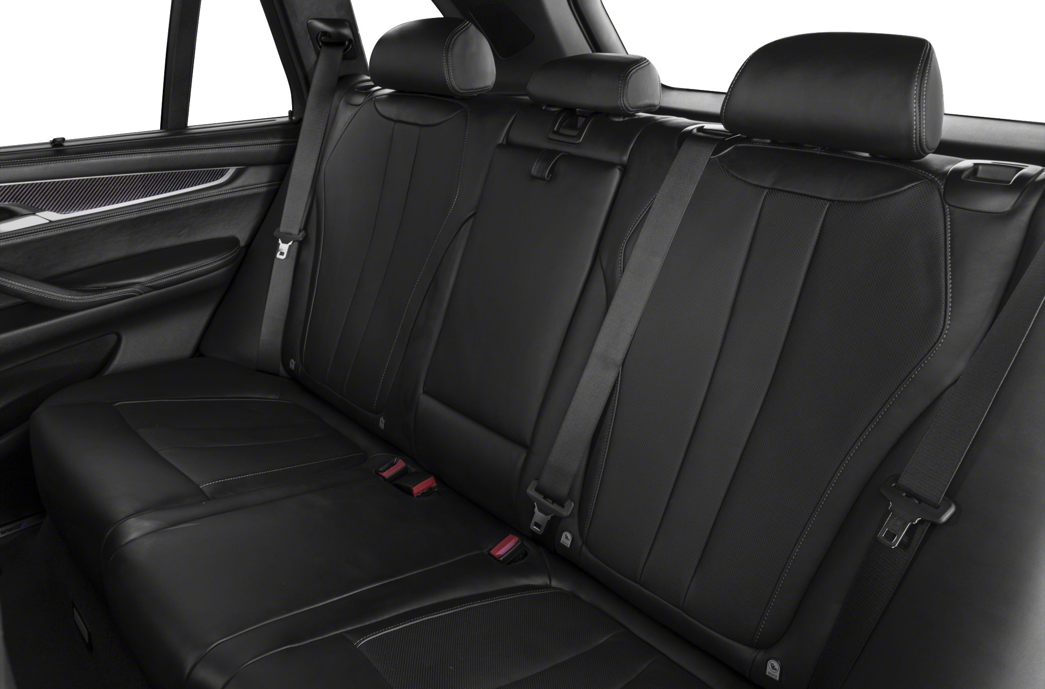 Black leather rear seats with headrests and seat belts