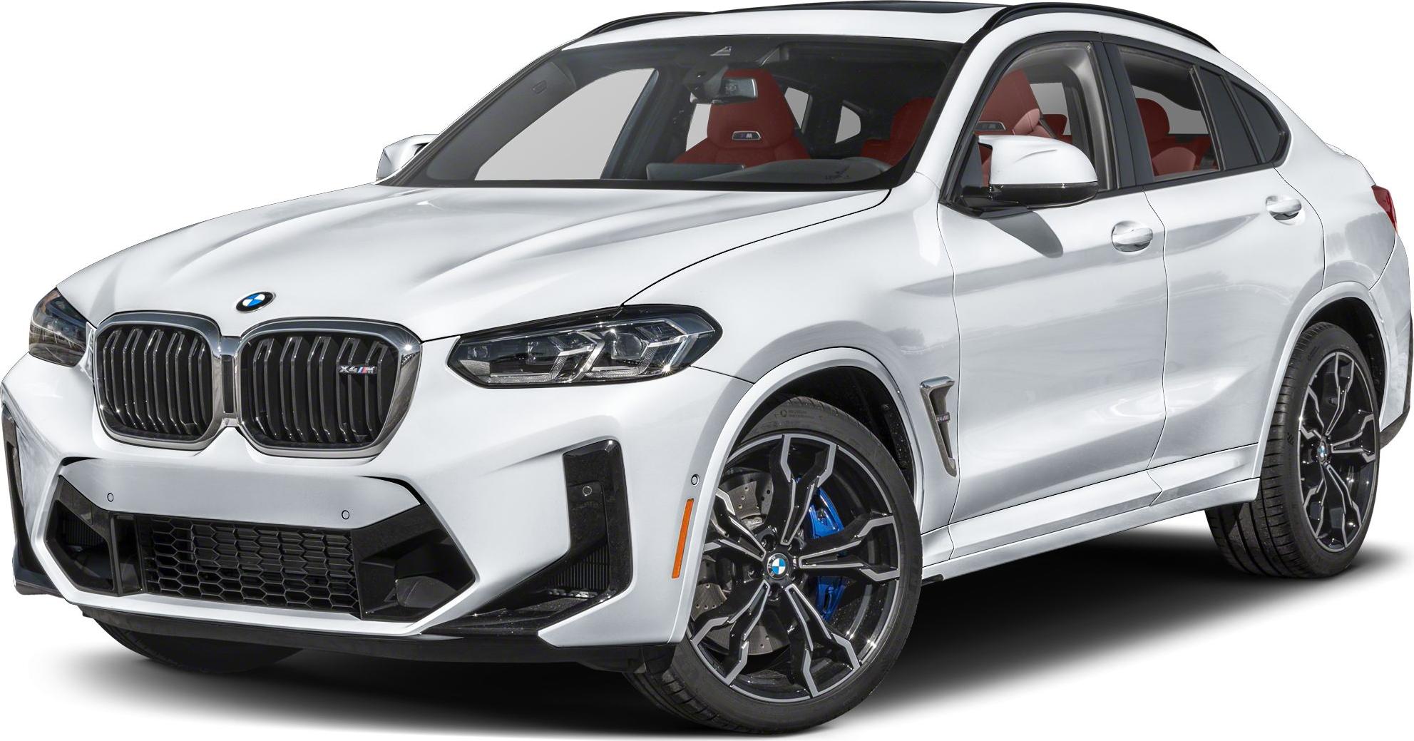 White performance SUV front view with sporty wheels and red seats