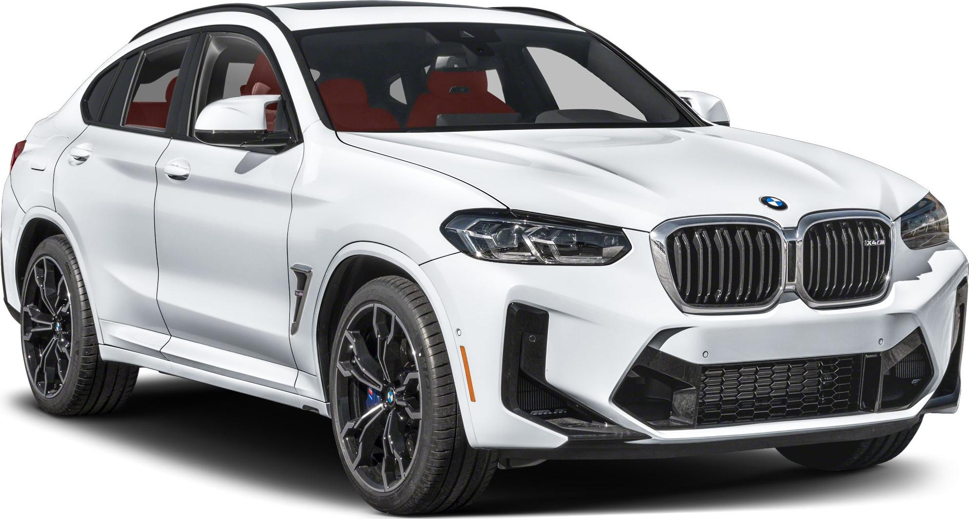 White sporty luxury coupe SUV with aggressive front grille and LED headlights