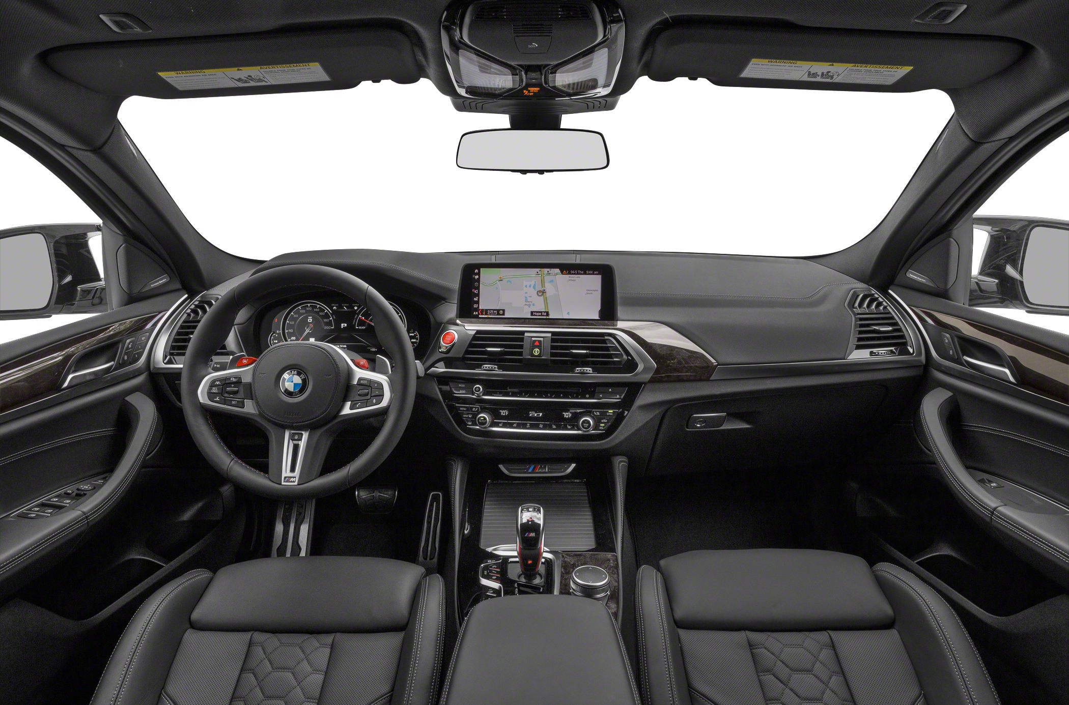Modern car interior dashboard with digital cluster and steering wheel controls