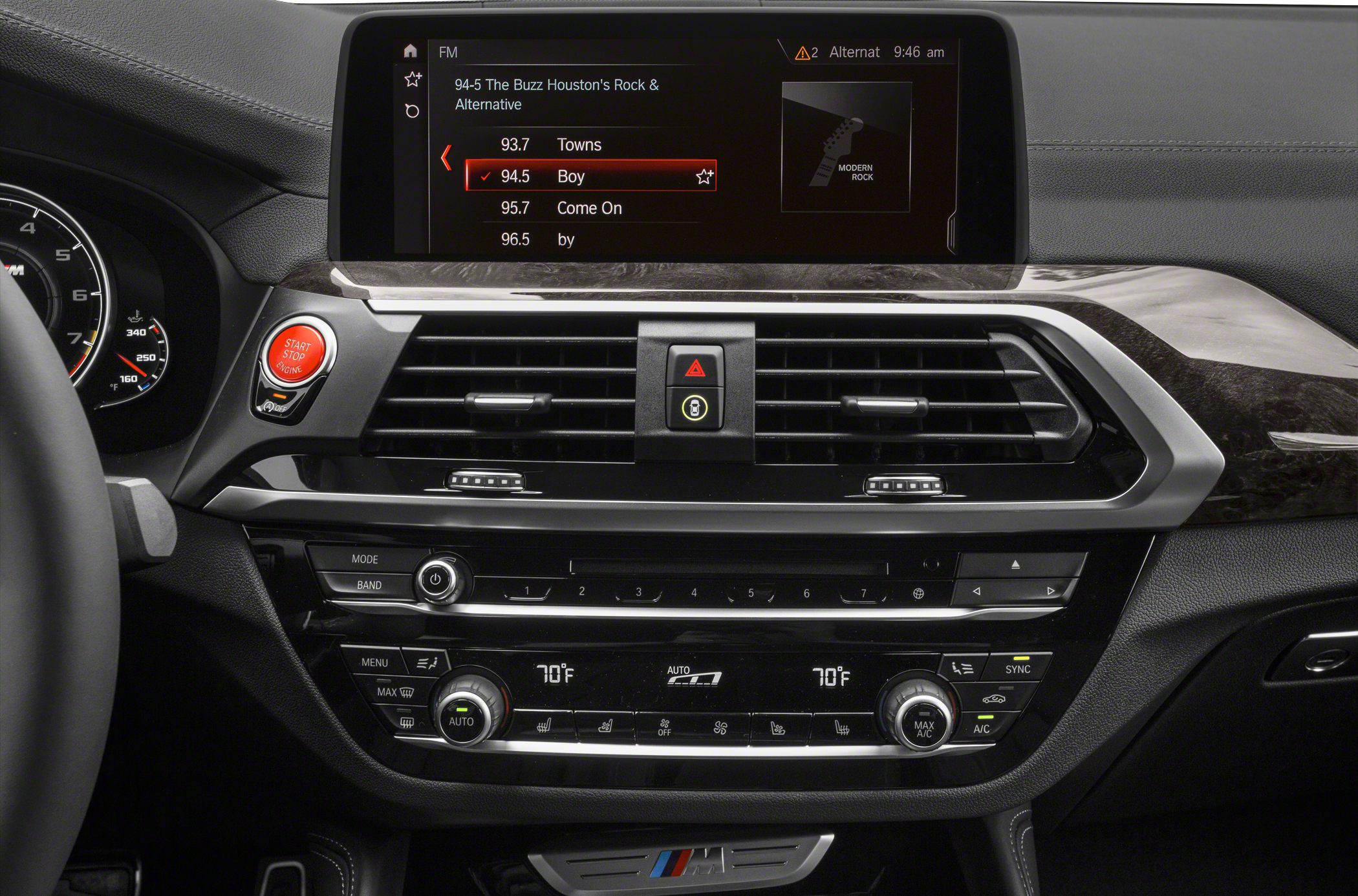 Dashboard with infotainment screen and climate control panel