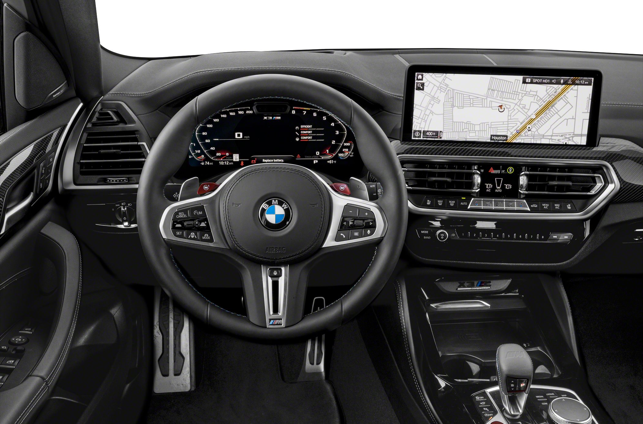 Digital instrument cluster and multifunction steering wheel with infotainment display