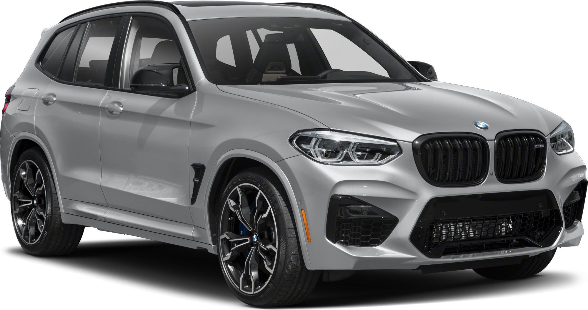 Front side view of SUV with black kidney grille and angular headlights