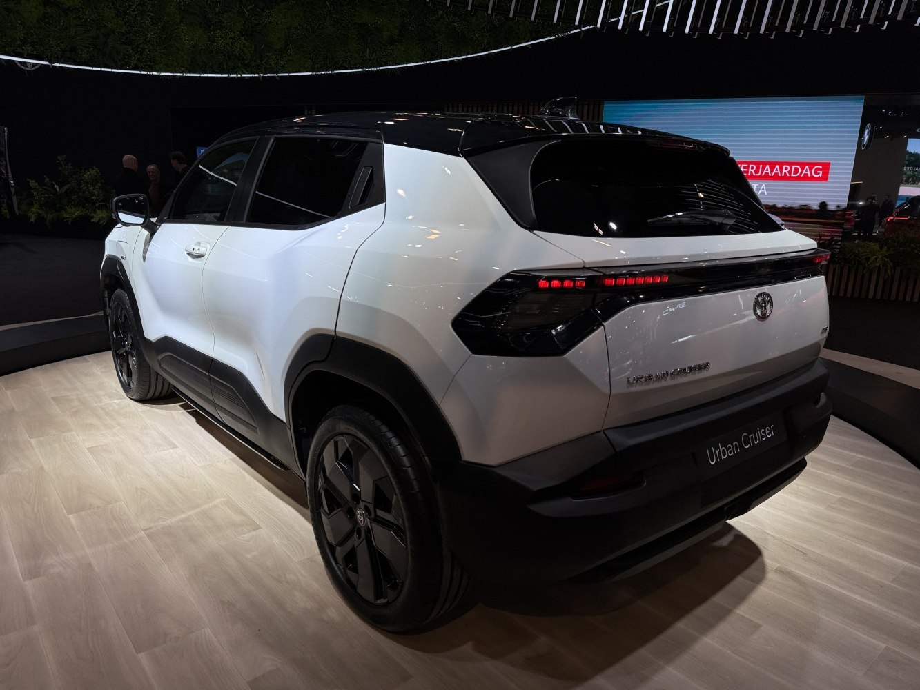 Rear and side view with sleek black roof and LED tail lights