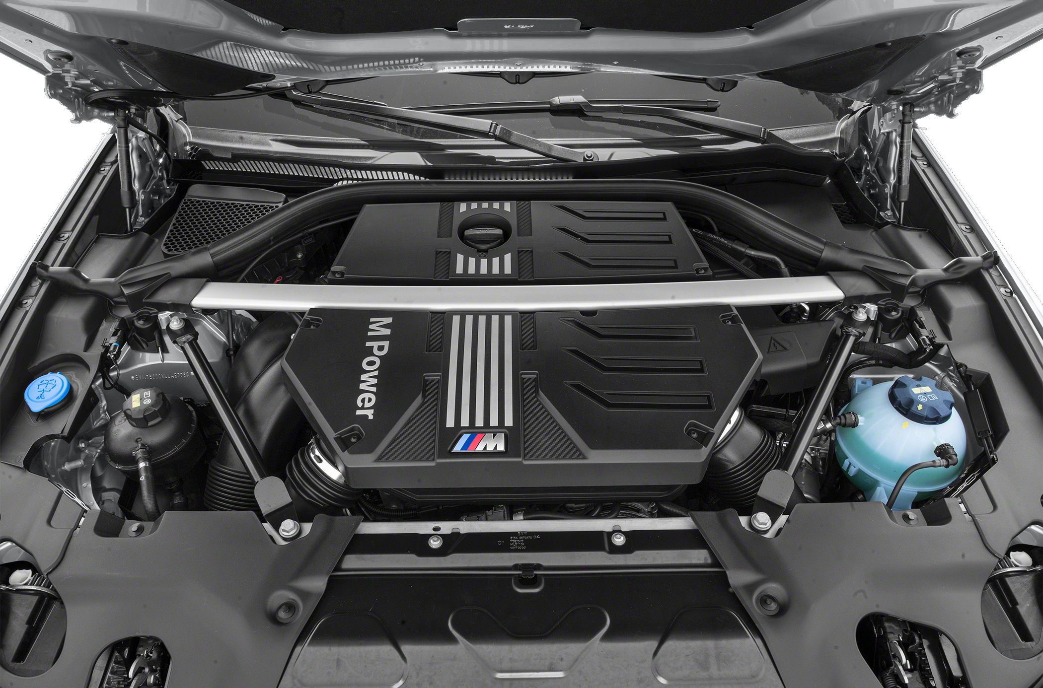 Engine bay with M Power cover and strut brace