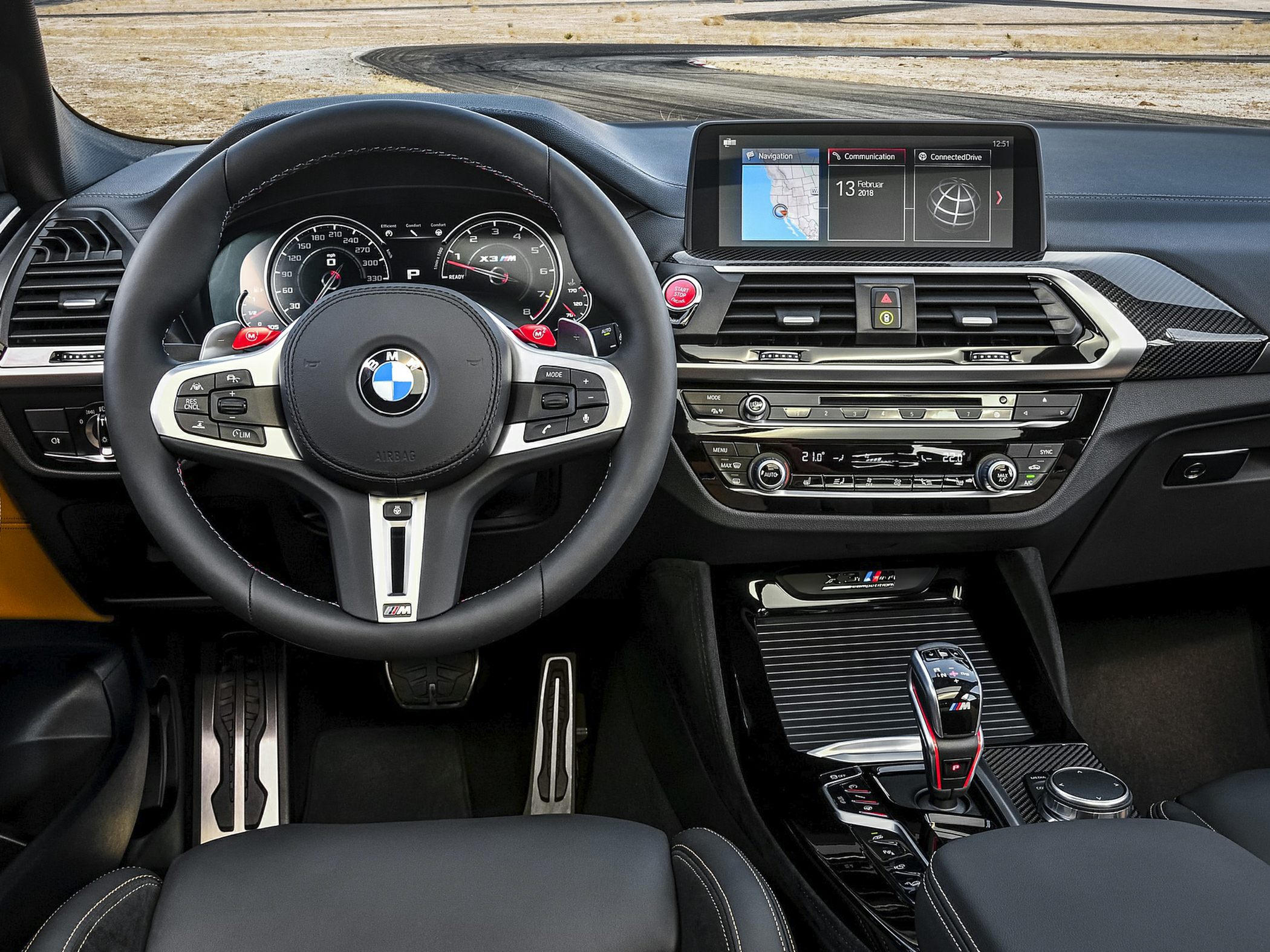 Steering wheel, digital cluster, infotainment, and center console