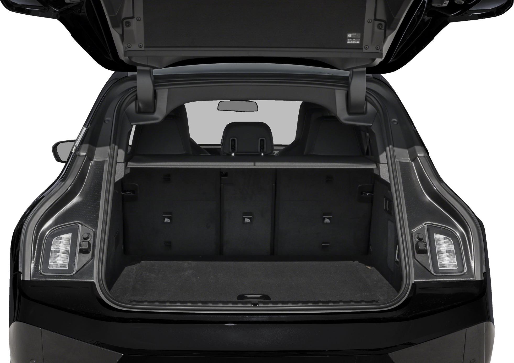 Spacious SUV trunk interior with foldable rear seats and an open hatchback
