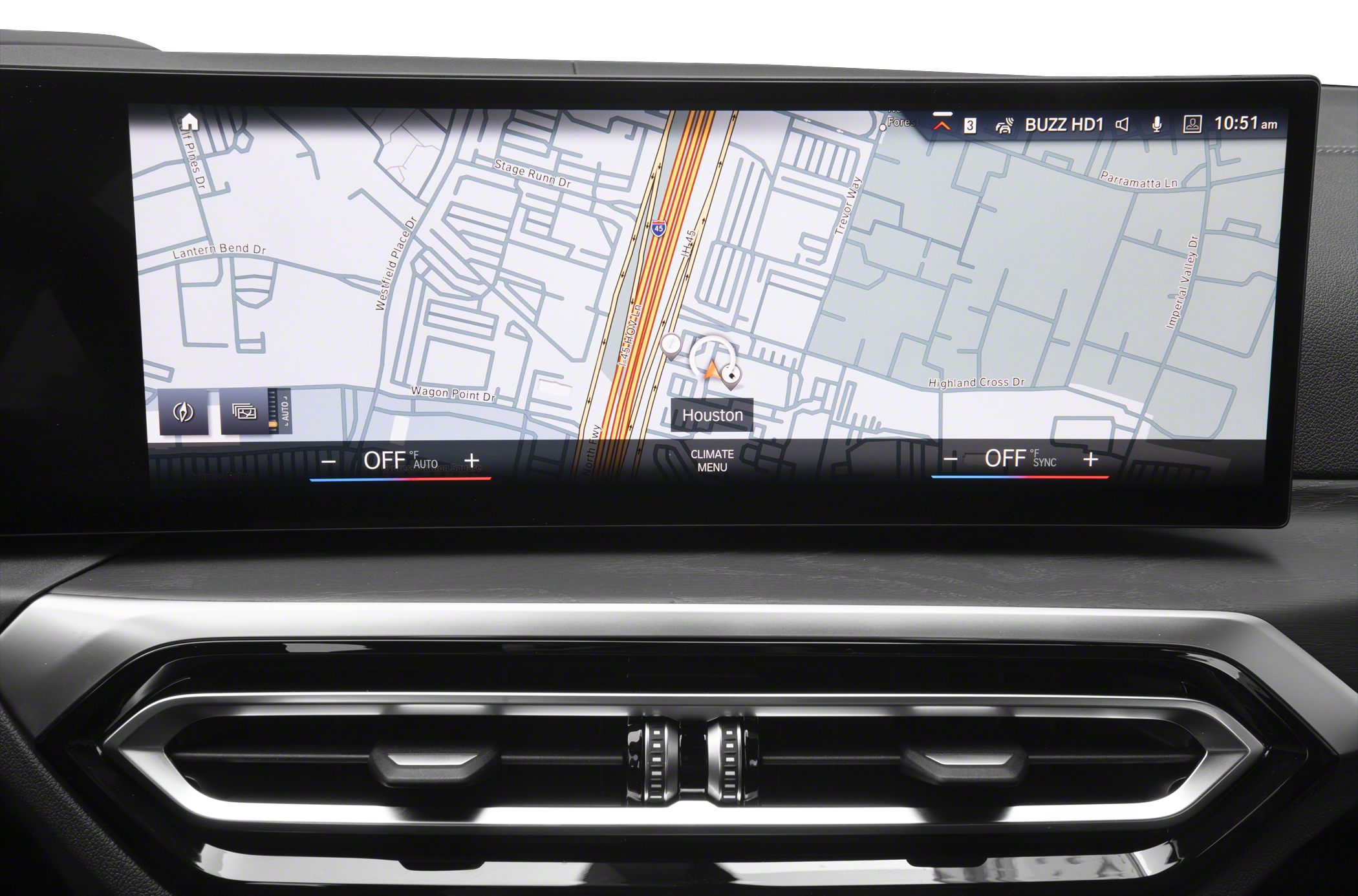 Digital navigation screen and climate control panel