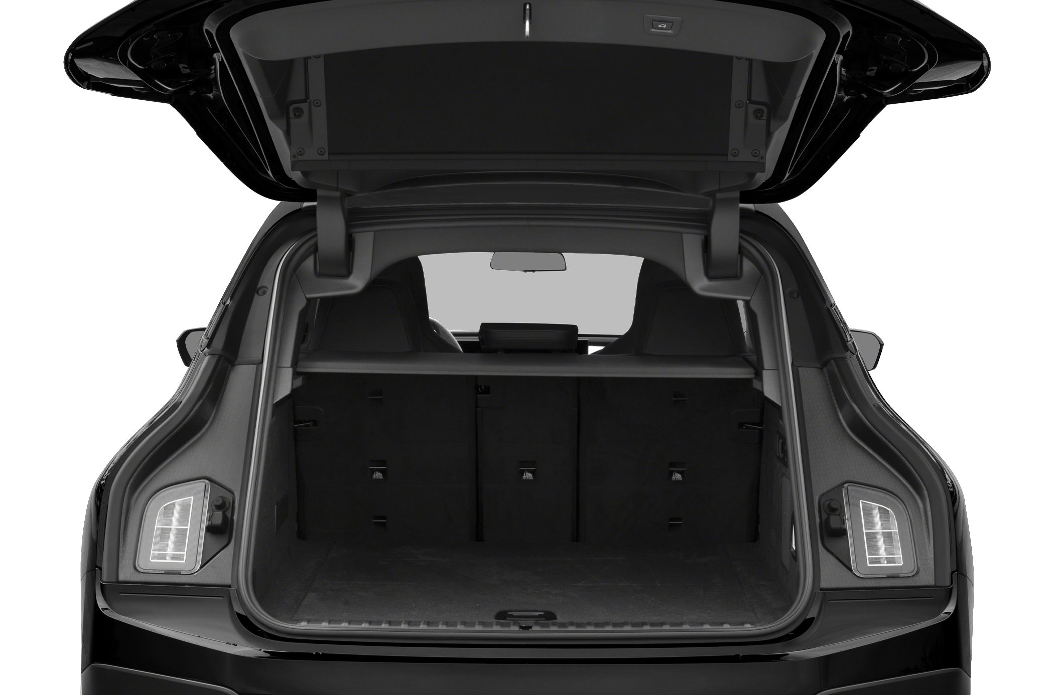 Spacious open trunk with visible tail lights and interior seating.