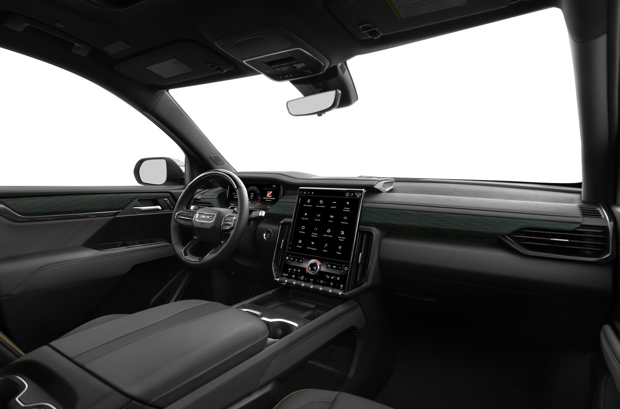 Modern SUV interior with digital instrument cluster and large touchscreen