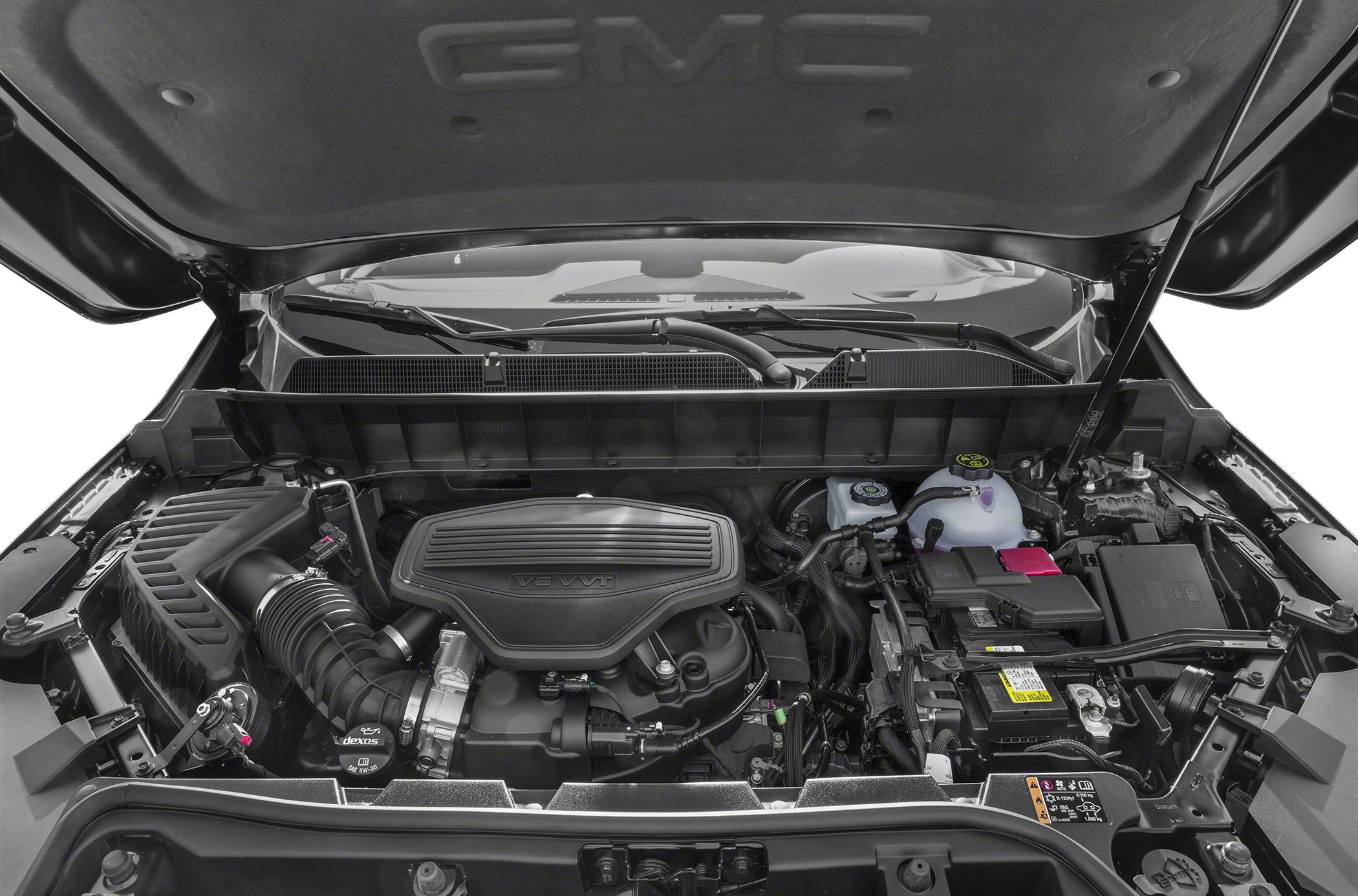 V6 VVT engine compartment with structured layout and visible air intake system