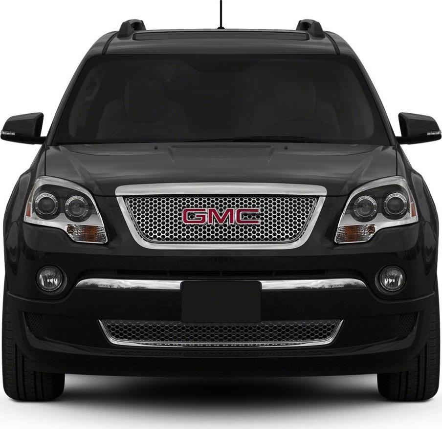 Front view with signature grille, dual headlights, and fog lights