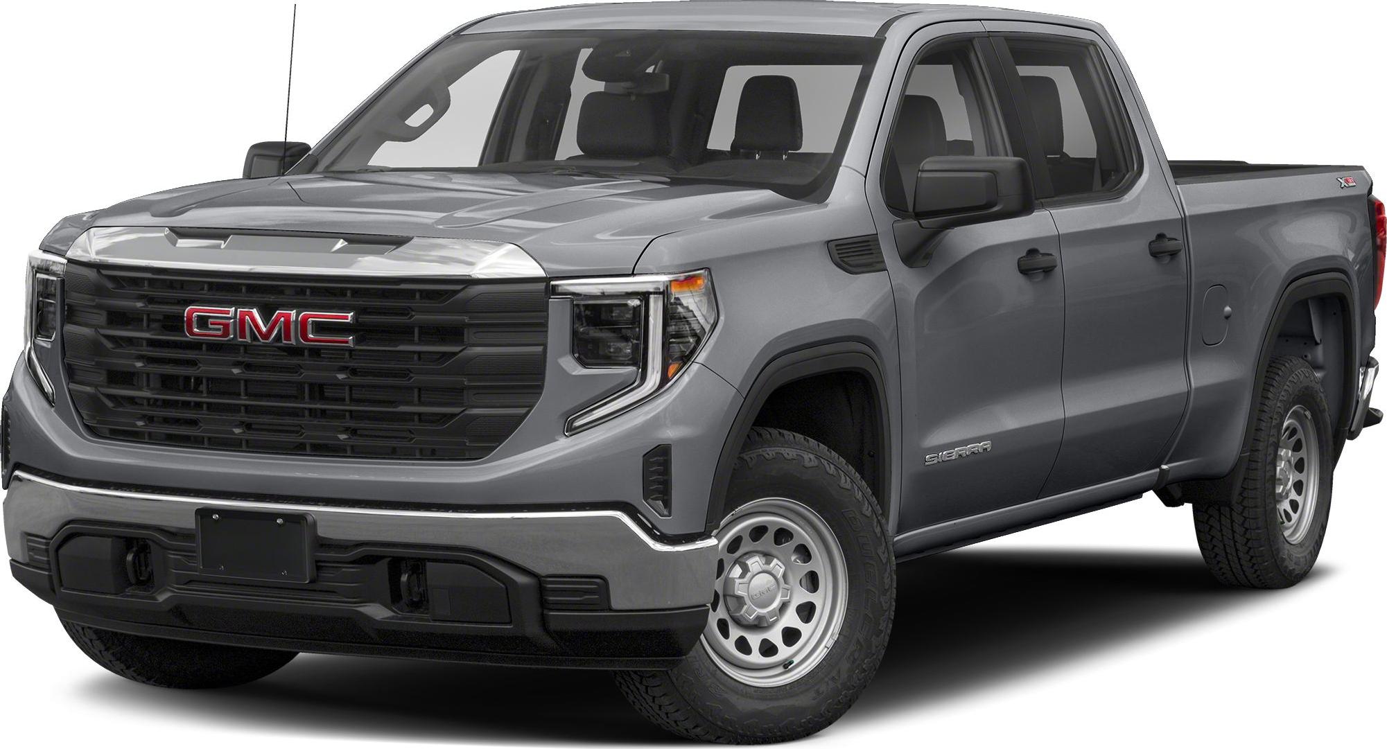 Front grille and side profile of a pickup truck with regular cab and long bed