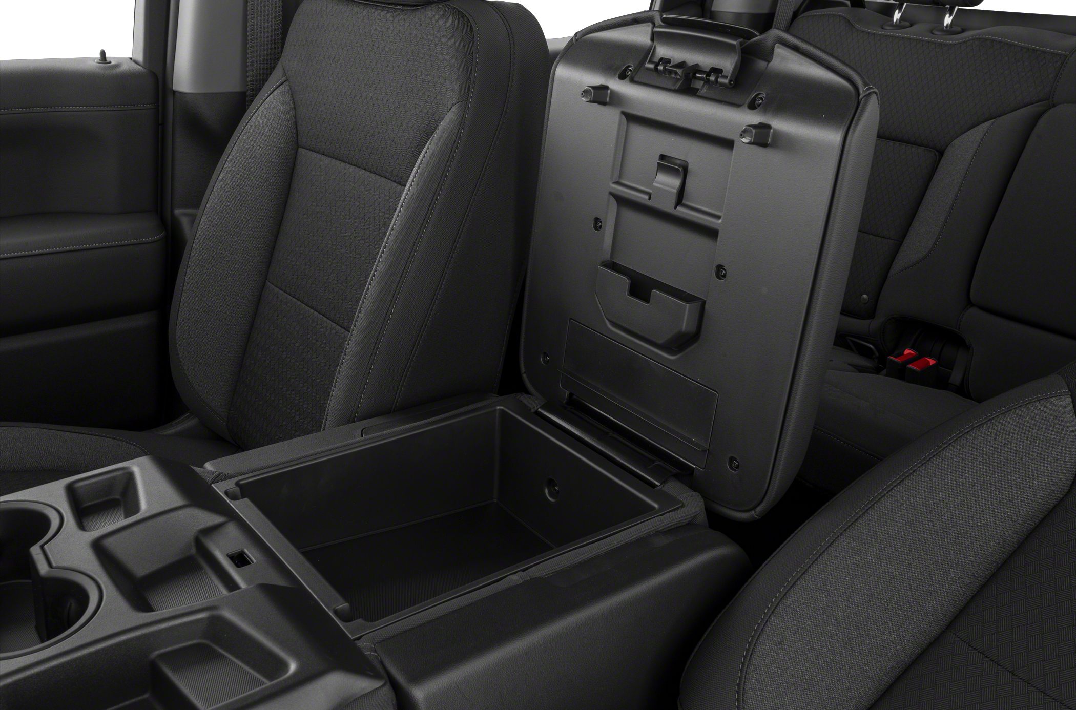 Center console storage compartment with cup holders