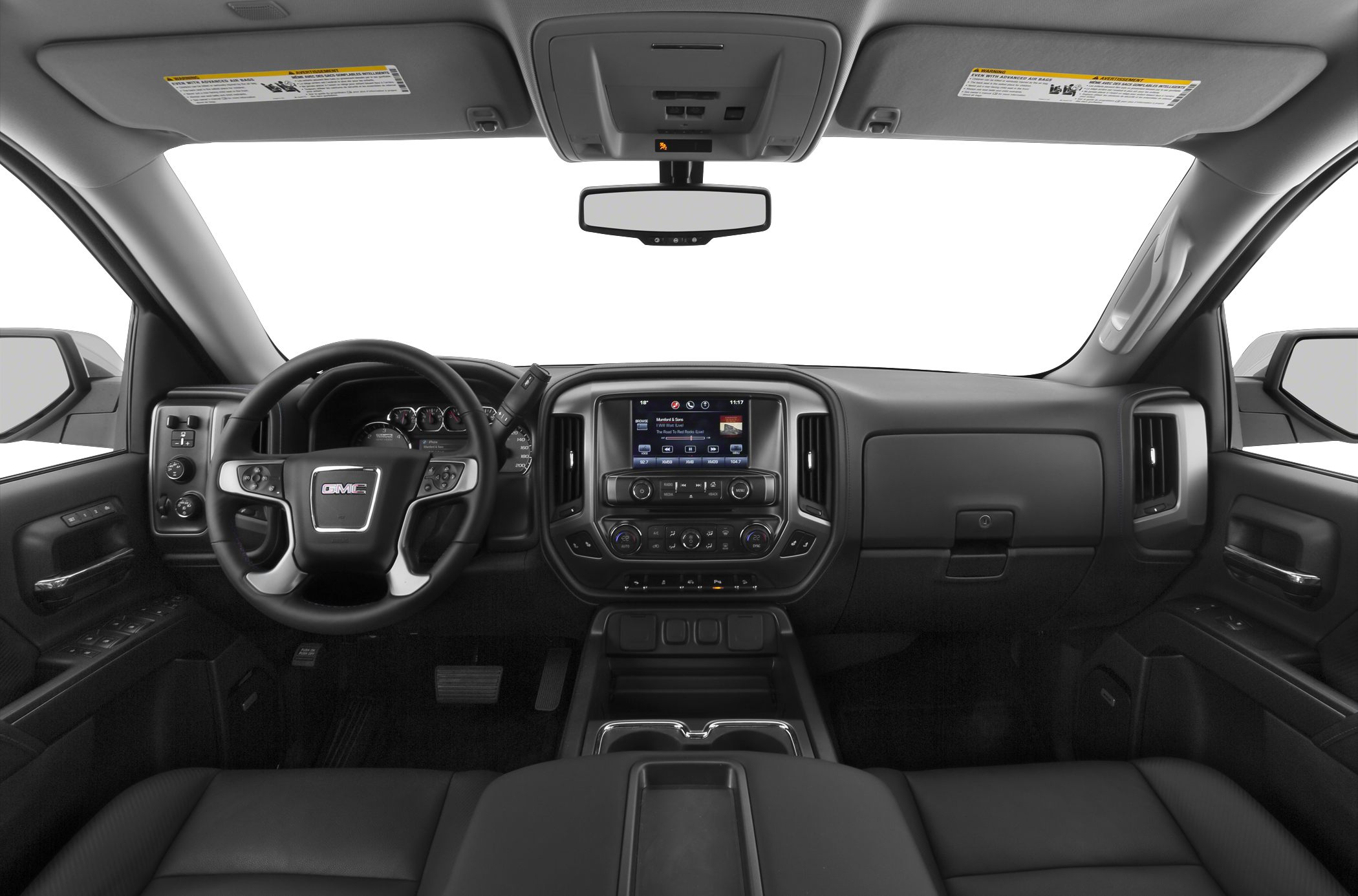 Dashboard and multifunctional steering wheel with center infotainment screen
