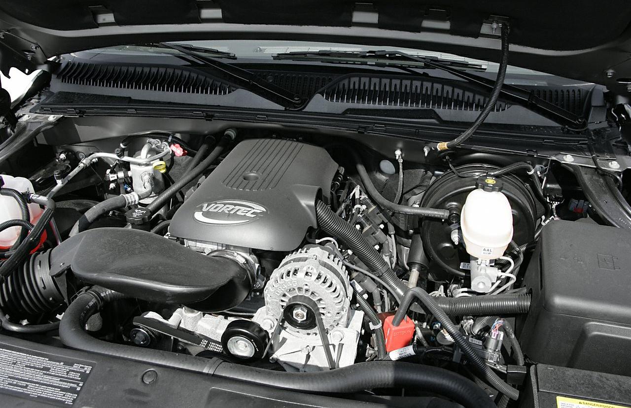 Vortec engine with visible belt system and fluid reservoirs