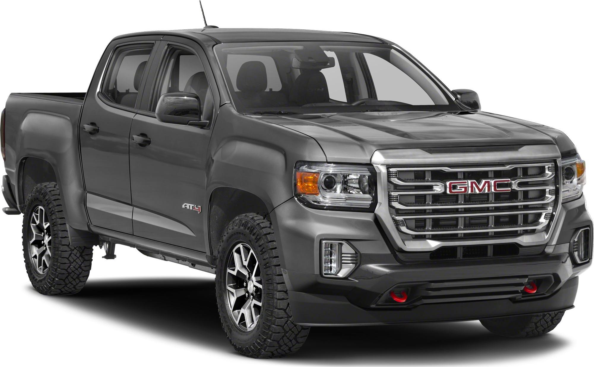 Front view of crew cab pickup with off-road tires and distinctive grille