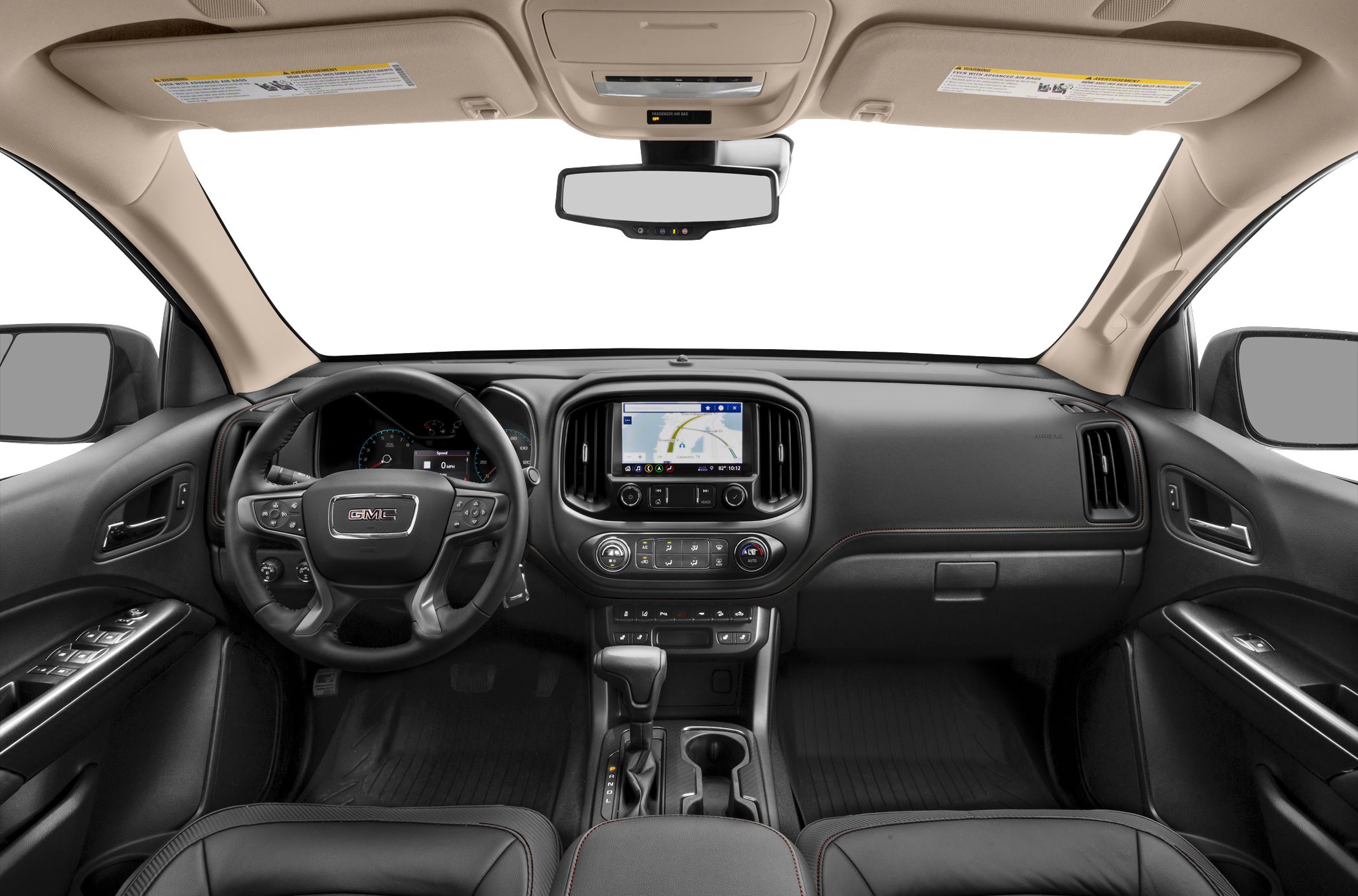 Modern dashboard with touchscreen and multifunction steering wheel