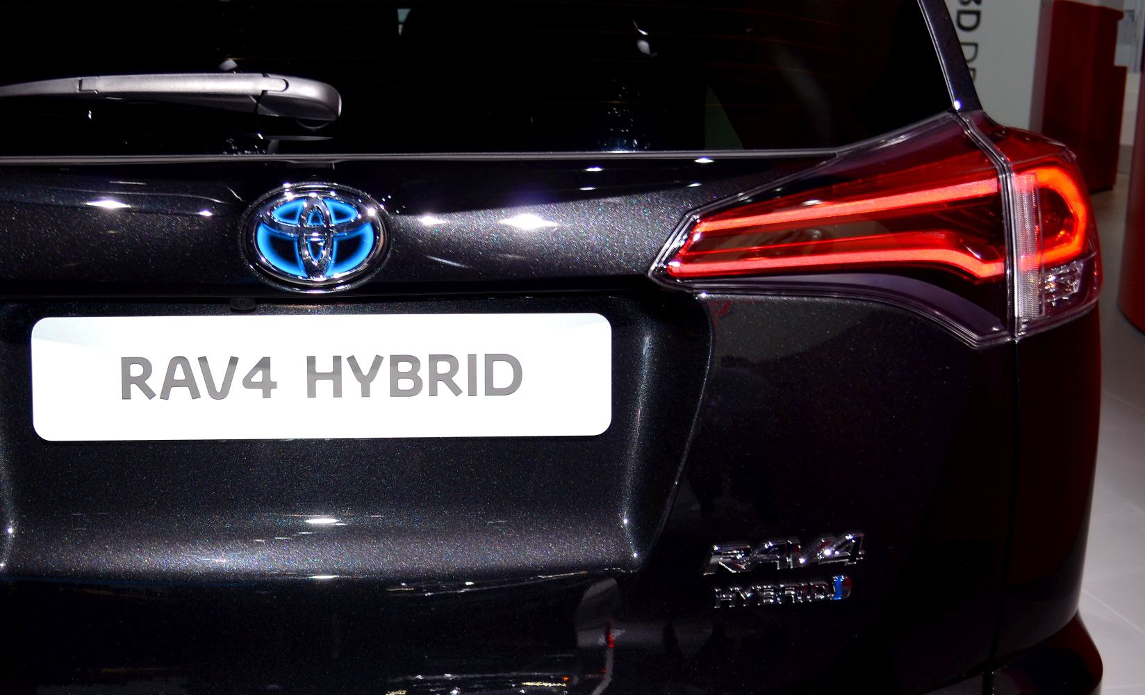 Rear view with LED tail light and hybrid emblem
