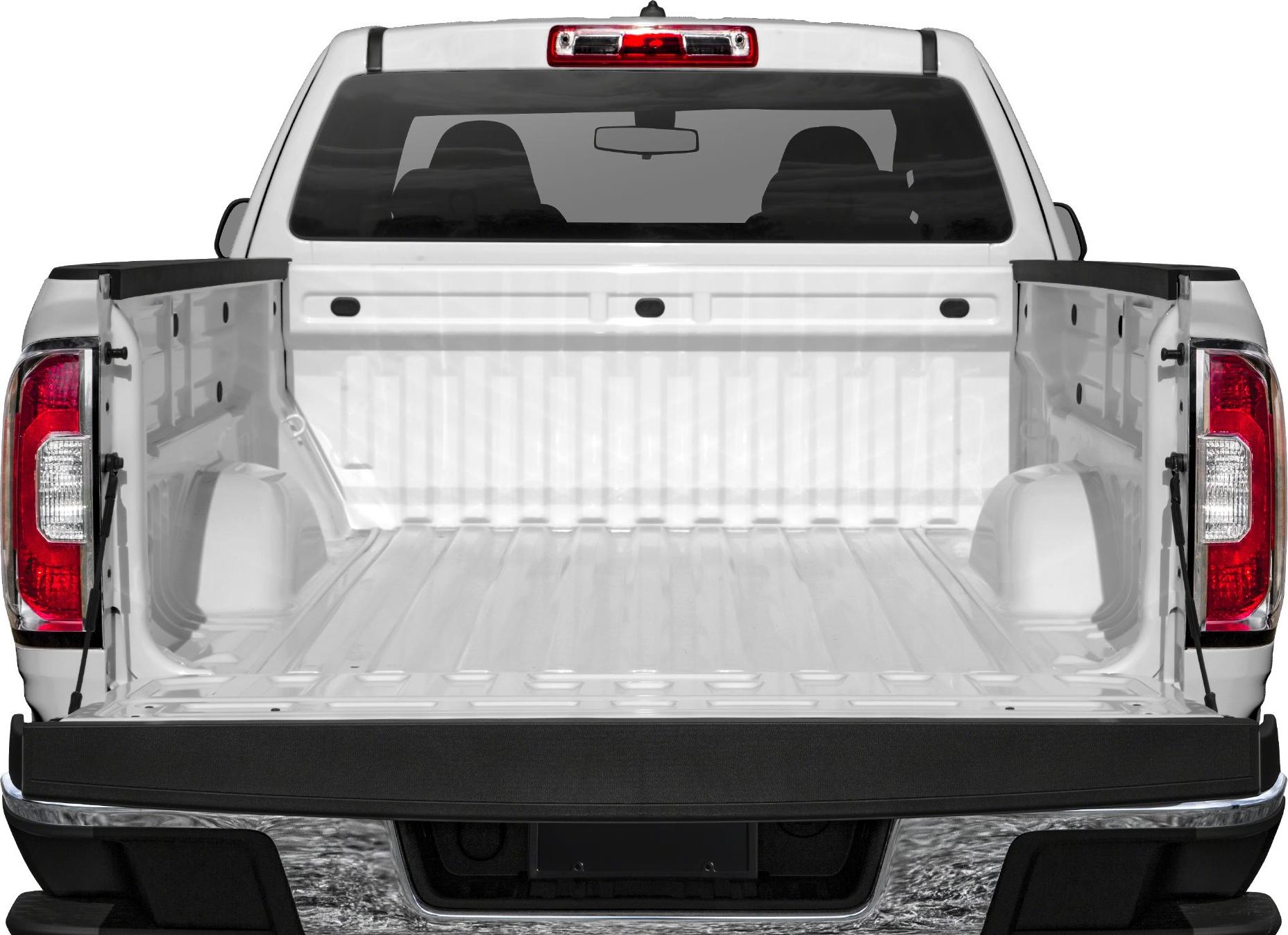 Open extended cab pickup truck bed with tailgate down