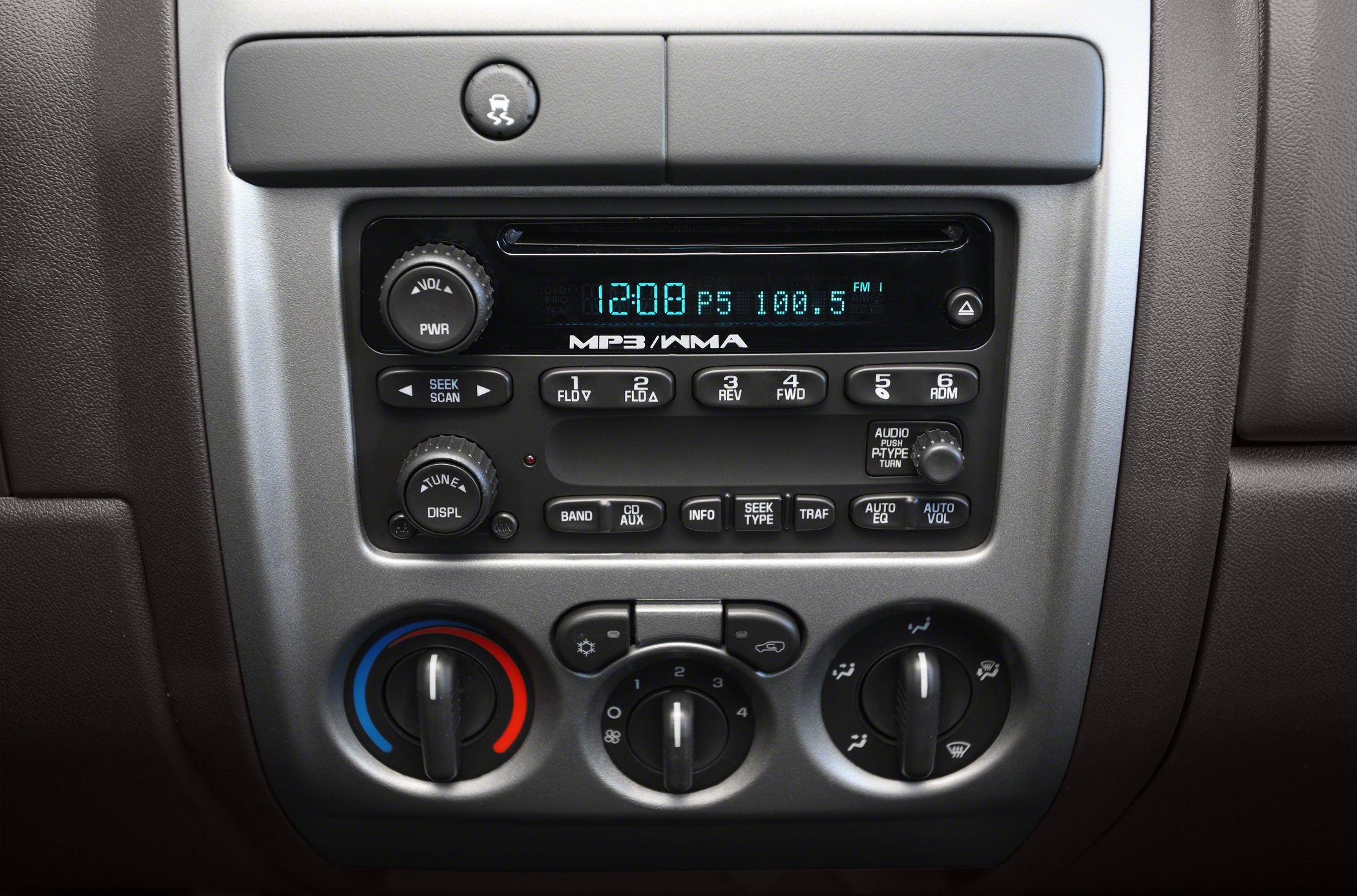 Audio system and climate controls with MP3/WMA player and manual dials