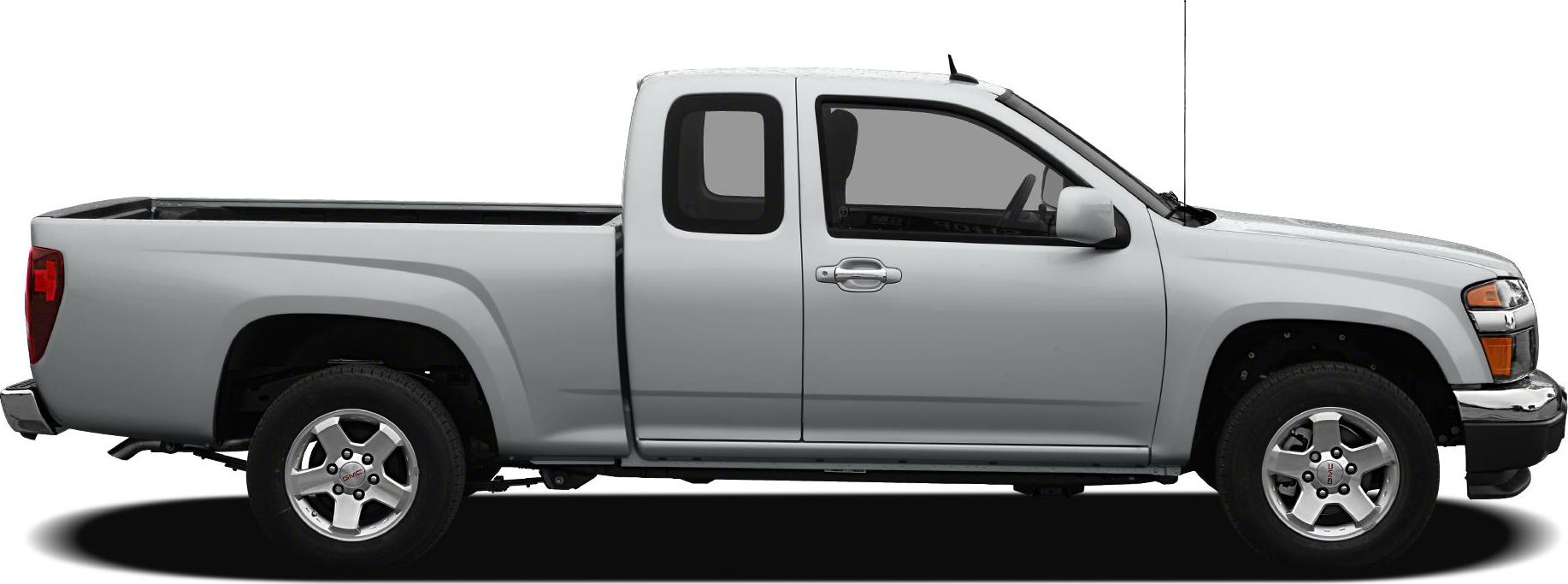 Silver pickup with extended cab and visible wheels, side profile view