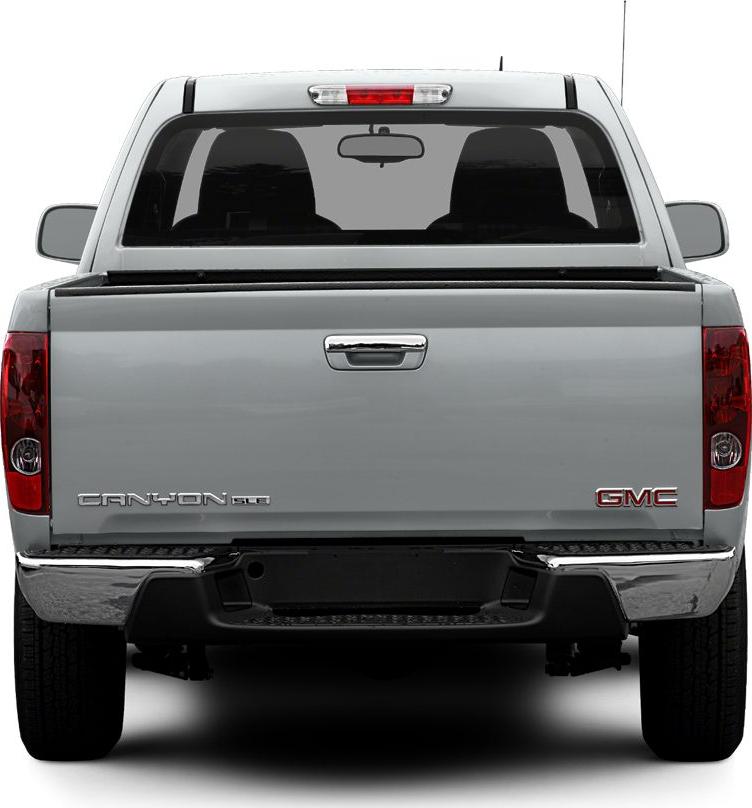 Silver pickup truck tailgate and rear window in extended cab style