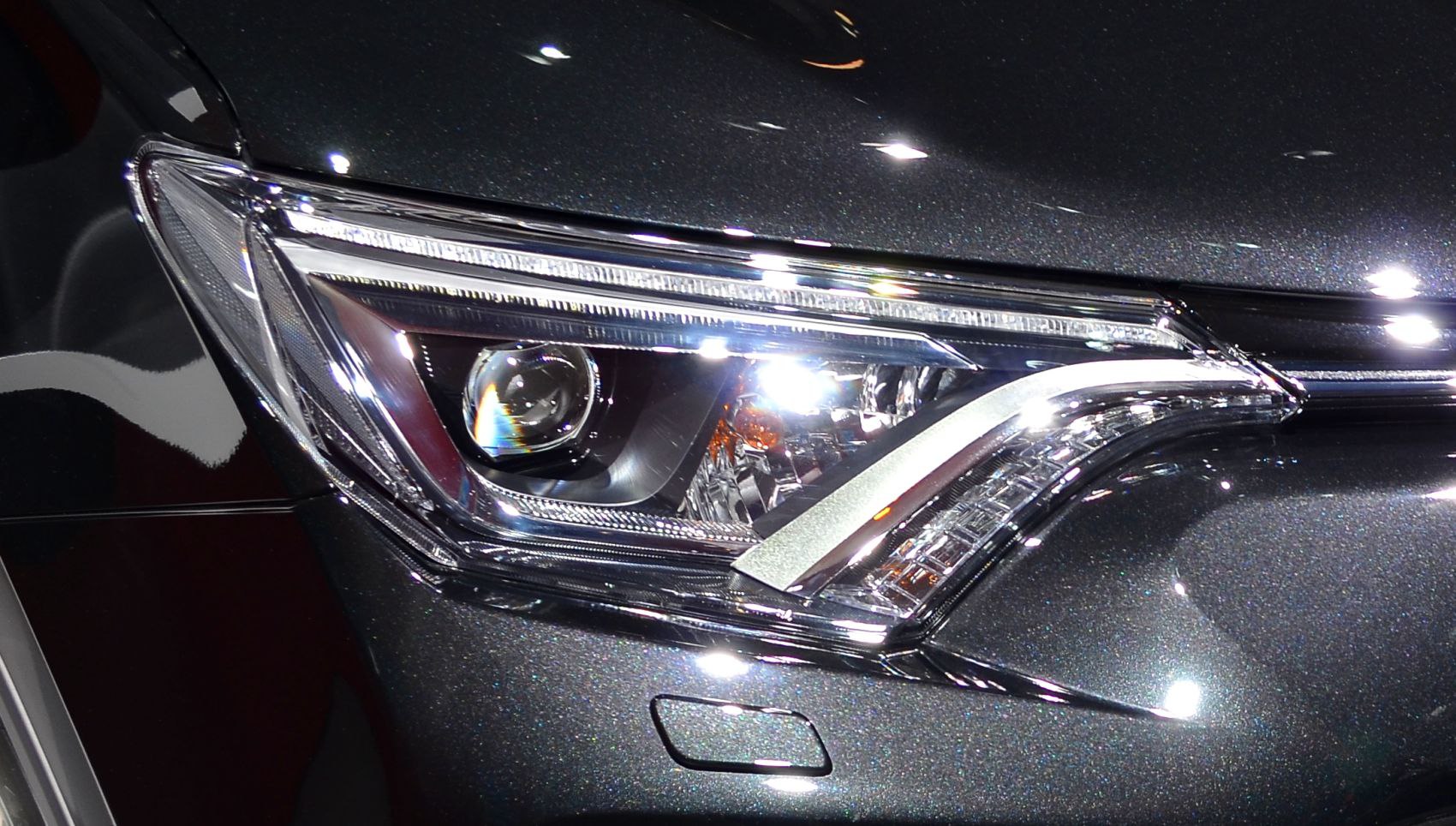 Modern, sleek front headlight with LED elements