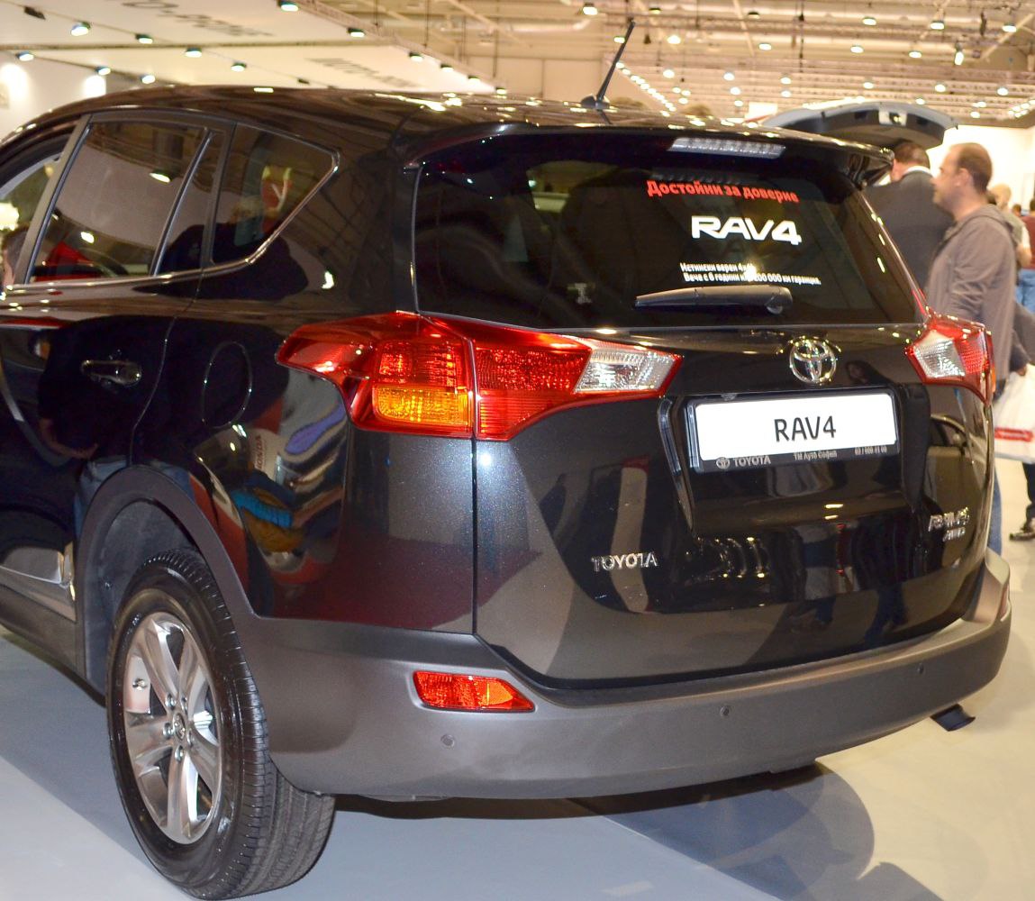 Rear view of SUV with distinct tail light and bumper