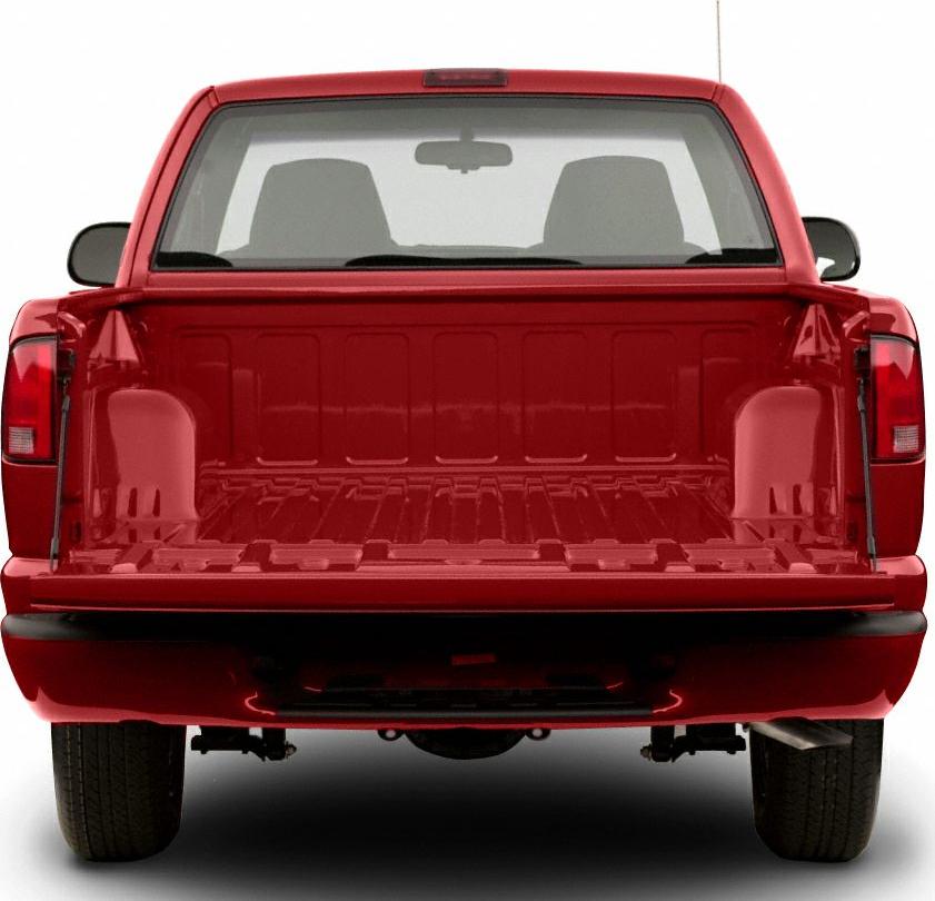Open empty pickup truck bed with classic taillights and rear window